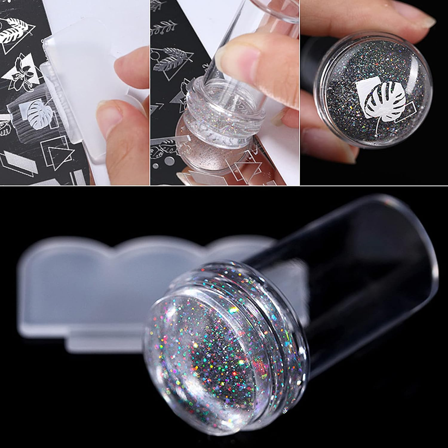 Clear Nail Stamper Nail Art Liner Brush Nail Art Stamper Gel Nail Brush Nail Design Brush Jelly Nail Stamper French Tip Silicone Jelly Nail Stamp French Nails Stamp Nail Art Stamp image number 3
