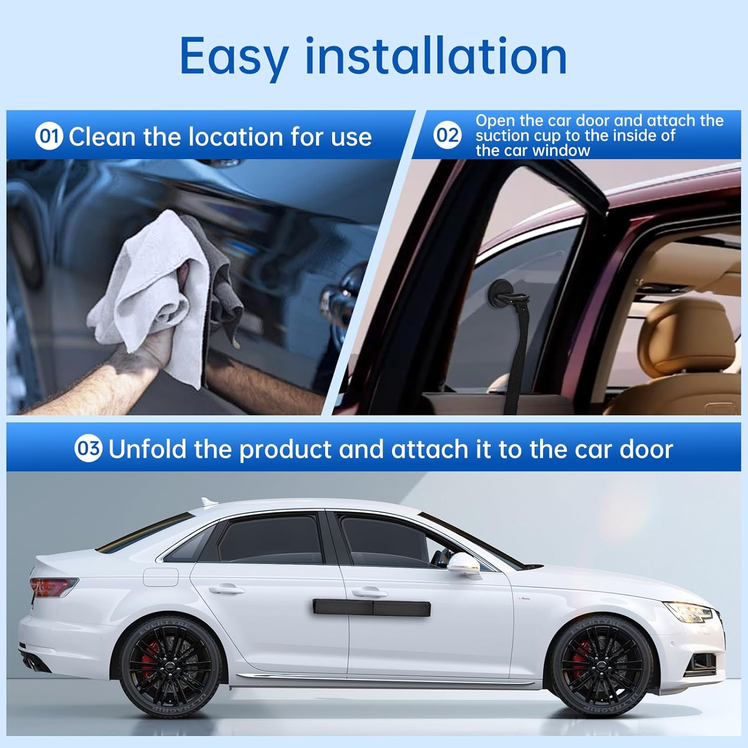 Magnetic Car Door Dent Protector for Non-Aluminum Door Frame Removable Soft Cushion Vinyl Carbon Fiber Embossed Prevent Scratches and Dent Damage (Black)