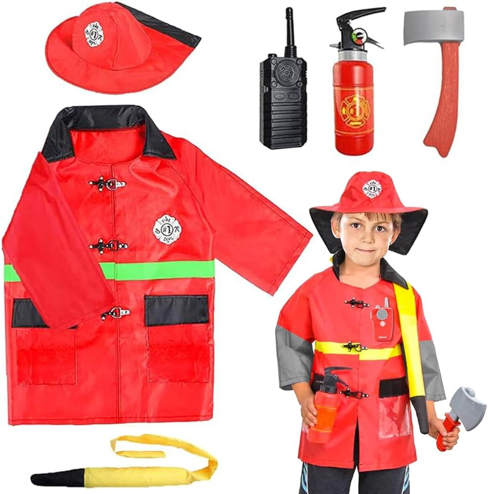 Kids Dressing up Costumes Pretend Play Police, Firefighter, Doctor, Astronaut for Boys Girls Pretend Role Play Costumes Accessories for Age 3-8