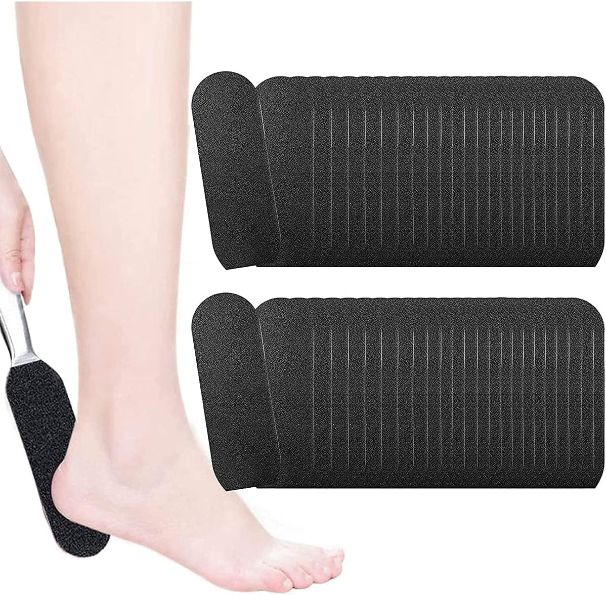 EBANKU 100Pcs Foot Files Refills Foot File, Reusable Stainless Steel Cracked Skin Corns Callus Remover, Feet Rasp Pedicure Sandpapers Replacement Pads Easy Feet Scrubber for Bath Pedicure Salon image number 4