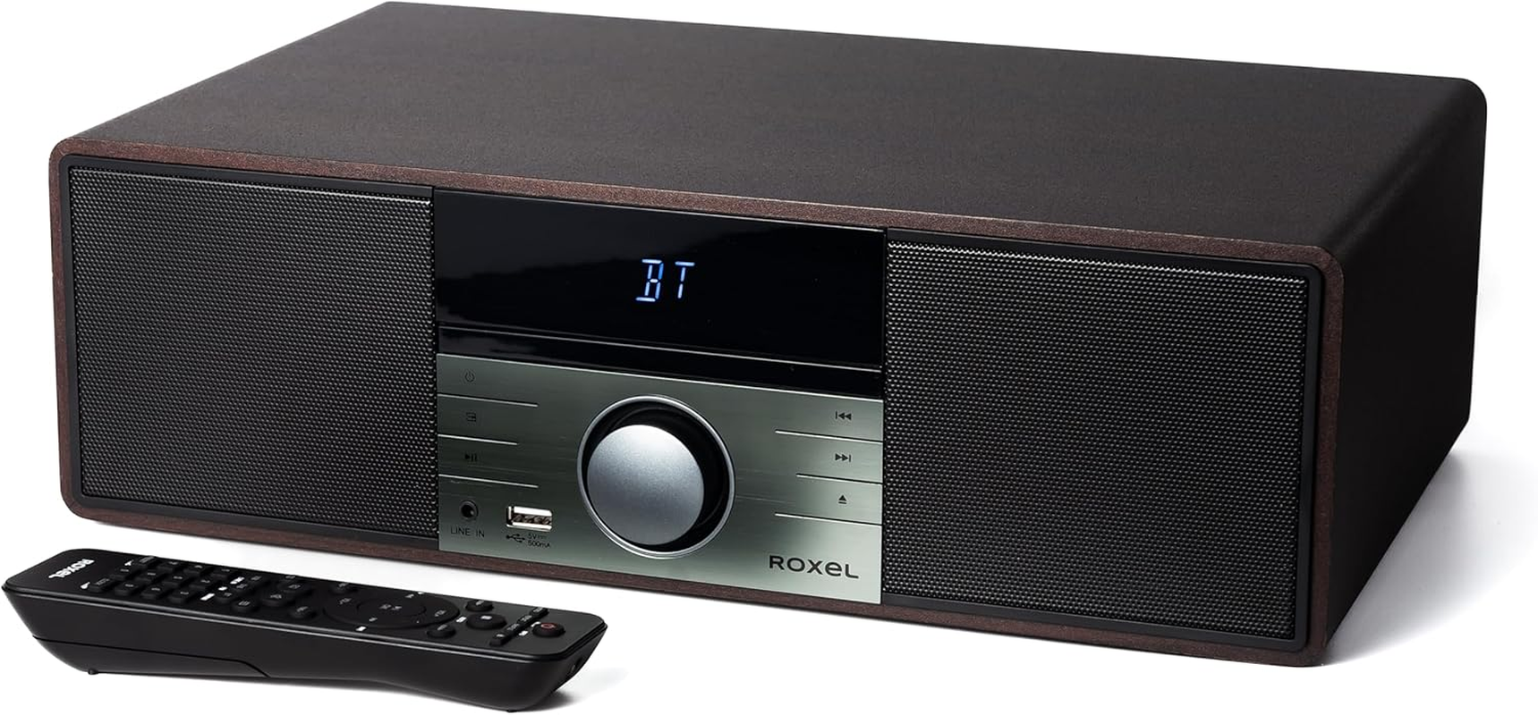 Roxel RCD 400 All in One Compact CD Player HI-FI System DAB/DAB+ Radio, CD/MP3 /USB PLAYBACK with Speakers, Bluetooth, FM & Digital Radio and White Led Display Stylish Wooden Contour image number 3