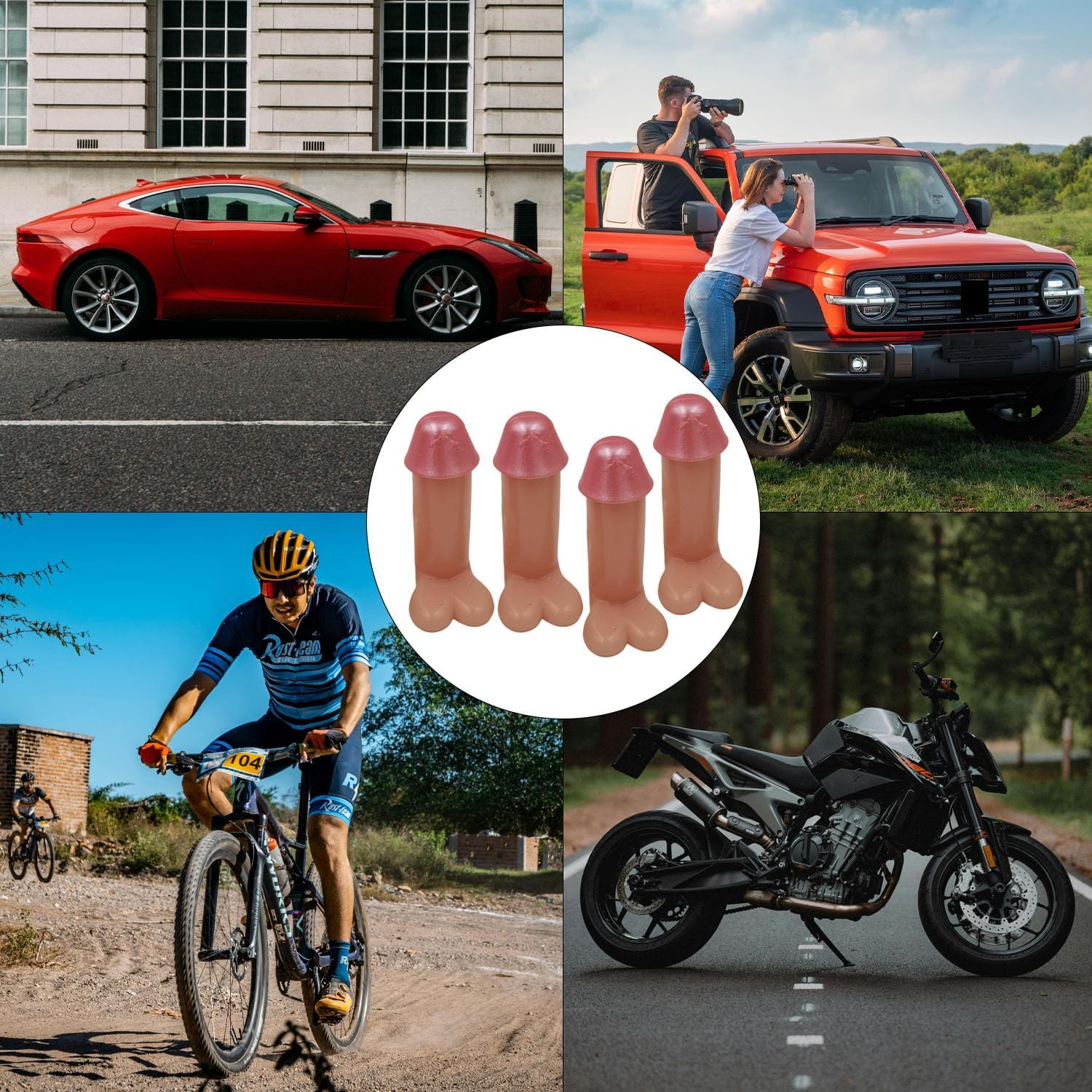 4 Pcs 1.8 Inch Incarnadine Prank Tire Valve Stem Caps, Tire Air Caps Universal for Cars,Trucks,Motorcycles,Suv image number 7