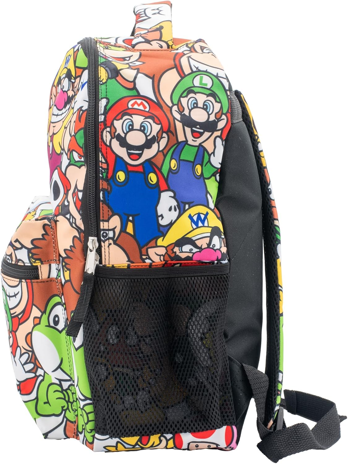 Nintendo Super Mario Backpack for Boys & Girls, School Bag with Front Pocket, Allover Character Print Gaming Bookbag with Padded Back and Adjustable Mesh Straps image number 4