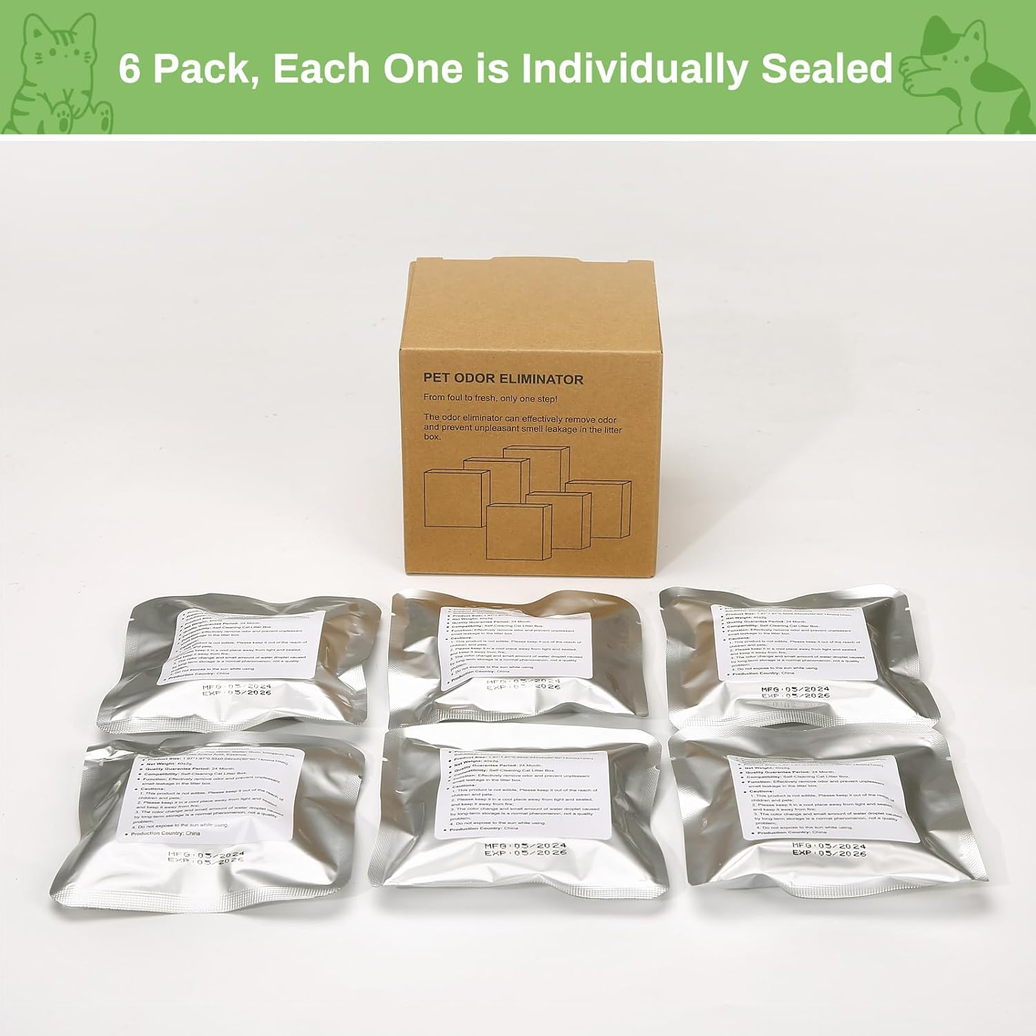 6 Pack Odor Eliminator for MAX Self-Cleaning Cat Litter Box, GISOFIK Cat Litter Box Odor Eliminator, Cat Toilet Odor Control for Automatic Litter Box, Safe for Pets 95% Remove Rate image number 4