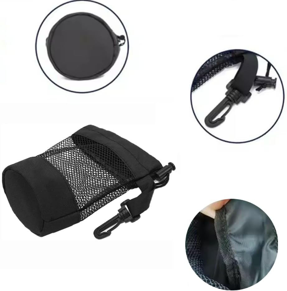 Naisfei 2 Pcs Black Nylon Mesh Drawstring Golf Ball Bags, Nylon Golf Ball Storage Bag with Hooks Black Golf Ball Pouch Bags Drawstring Golf Ball Organizer 6.5In X 5.5In image number 3