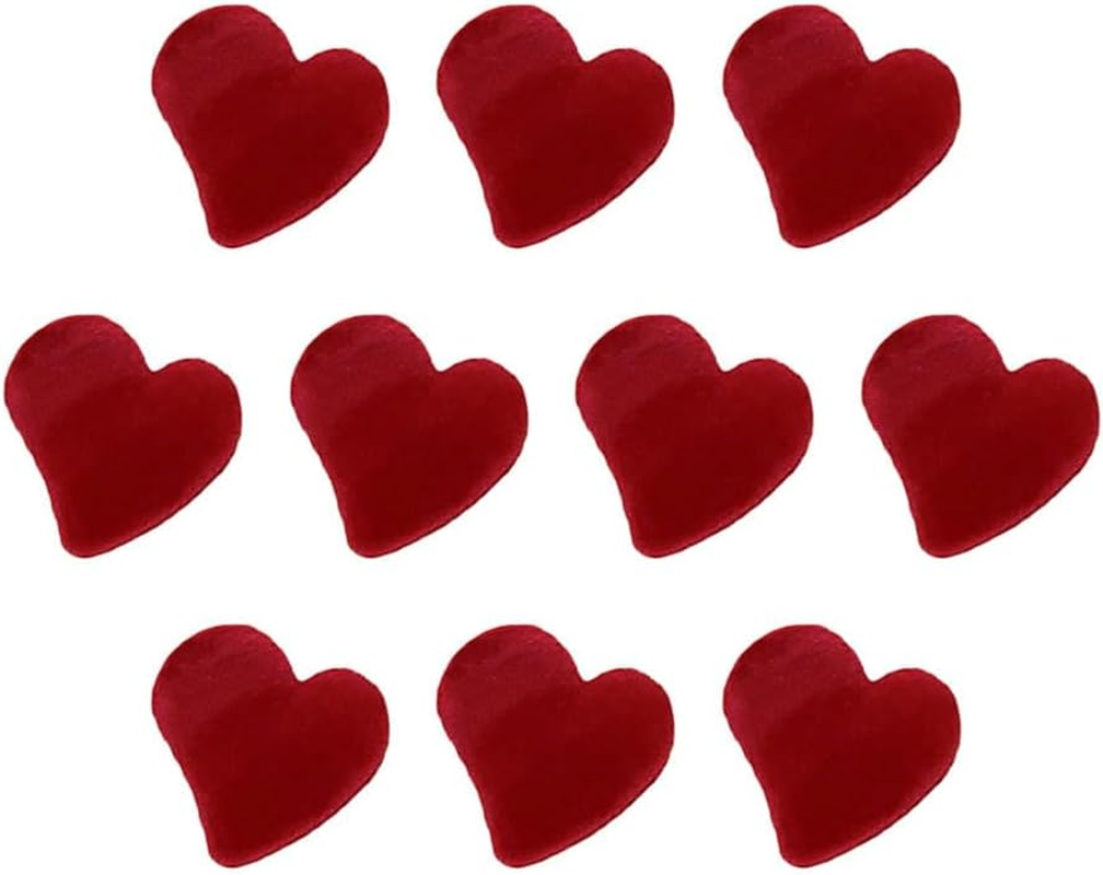 Beavorty Mini Red Heart Hair Clips 10 Pieces Small Flocking Hair Clips Hair Accessories for Women Ideal for Short Hair, Thick and Thin 2.0 X 1.5 X 1.5 Cm