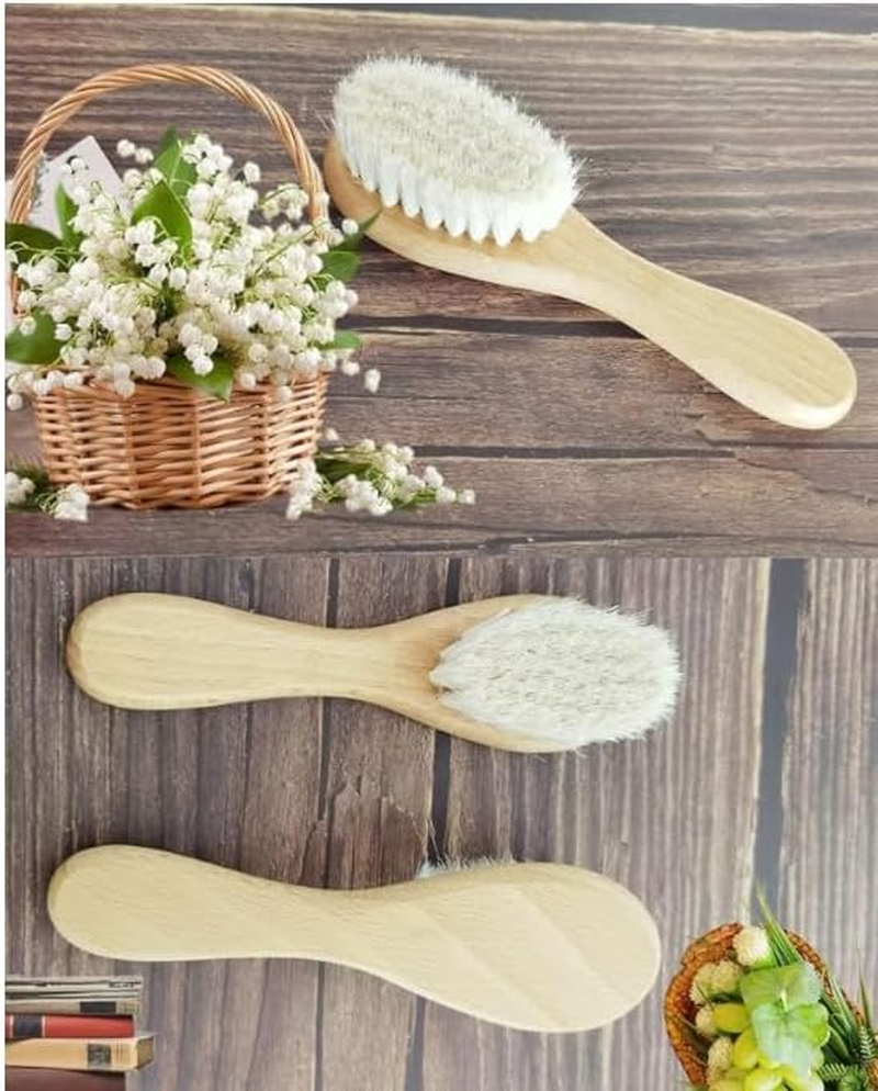 Baby Hair Brush with Wooden Handle and Super Soft Goat Bristles for Newborns & Toddlers image number 4