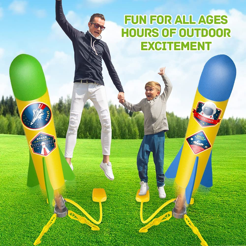YEEBAY Rocket Air Launch Toy for Kids Age of 3, 4, 5, 6, 7, 8+ Years Old Boy/Girl, 2 Pack Stomp Launchers & 8 Colorful Foam Rockets, Fun Outdoor Game, Ideal Kids' Christmas/Birthday image number 4