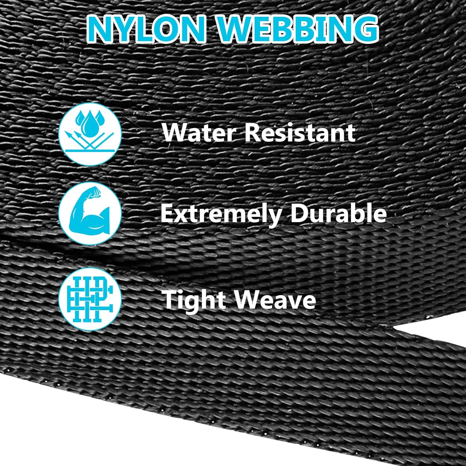 Nylon Heavy Webbing Black Fabric Strap 10 Mm X 10 M Webbing Straps for DIY Dog Collar Tow Ropes Luggage Strap Backpack Strap image number 2