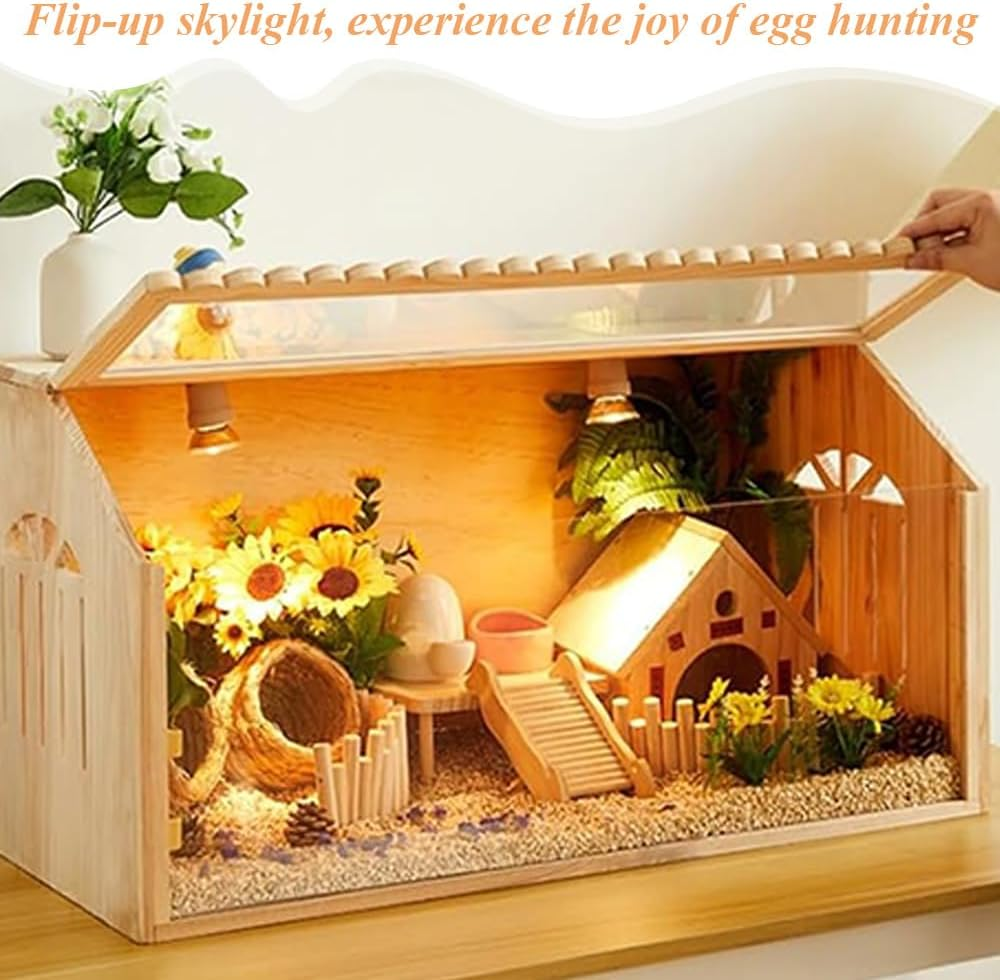 Wooden Brooder Box, Chicken Cage, Indoor Hamster Breeding Box, Brooder Supplies, Peep Shed Clear Window for Baby Chicks, Ducks, Quail Birds（40 * 30 * 30Cm） image number 6