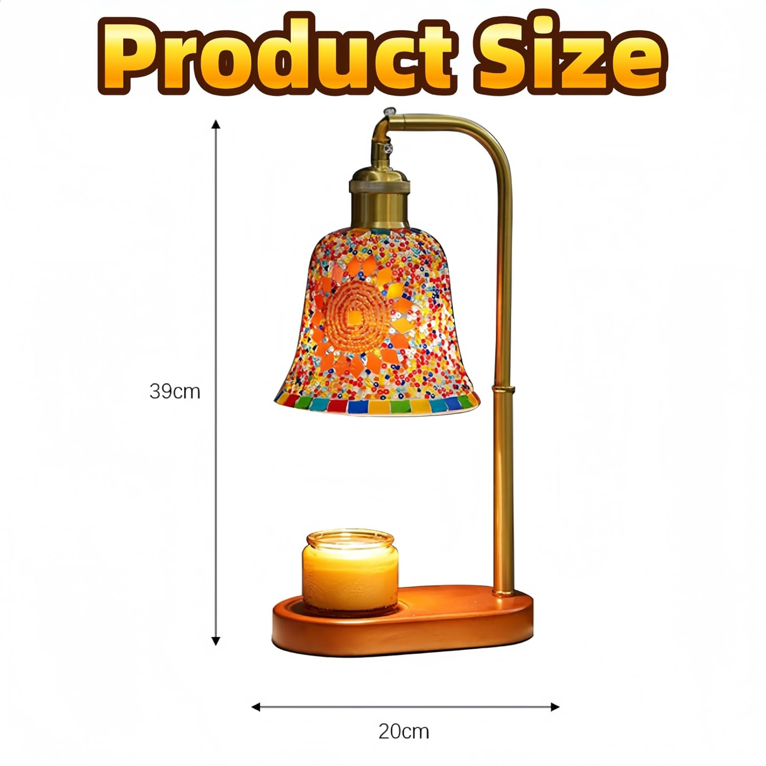 Mosaic Glass Candle Warmer Lamp with Base, Electric Dimmable Wax Melt Warmer for Scented Jar Candles, Morocca Lamps,Home Decor Gifts for Bedroom Office, Mom Women Friends image number 6