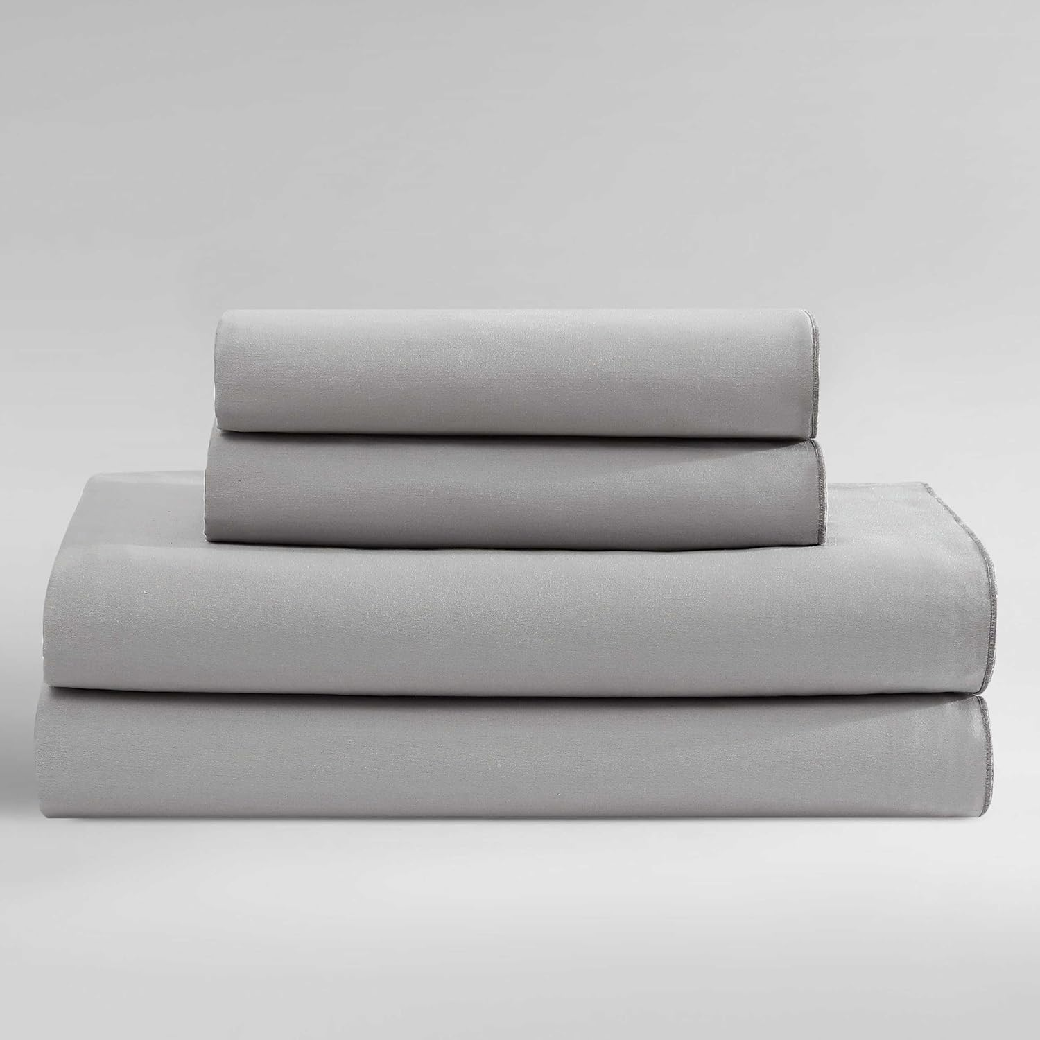 Calvin Klein - King Sheets, Cotton Sateen Bedding Set, Luxuriously Soft Home Decor (Pearl Edge Ivory, King)