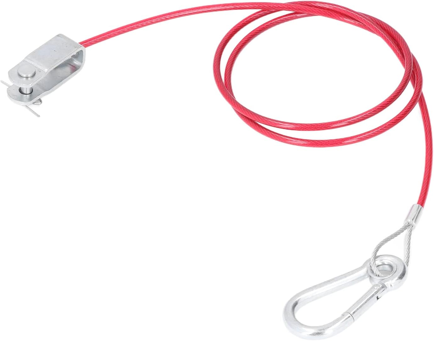 3.3Ft Safety Breakaway Cable anti Drop Stainless Steel Trailer Breakaway Rope with Carabiner and Ring Universal ABS/PVC Coated Emergency Brake Cable for Cars & Trailers (Red, 1M/3.3Ft) image number 3