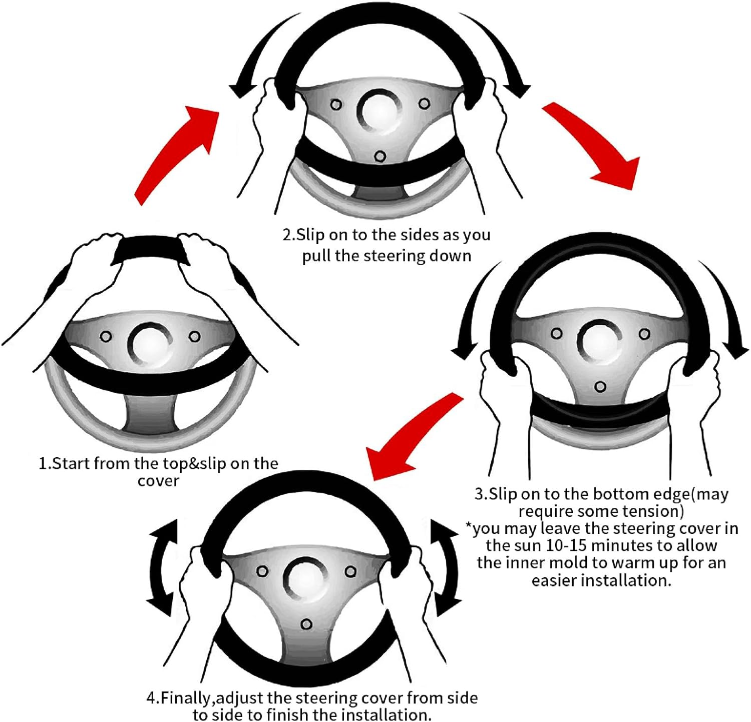 Black Leopard Cheetah Steering Wheel Cover for Women Girls, Anti-Slip High Elastic Breathable Soft Rubber Car Steering Wheel Cover, Universal 15 Inch Fit for Cars, Auto, Suvs - Camouflage Deer Flag image number 2