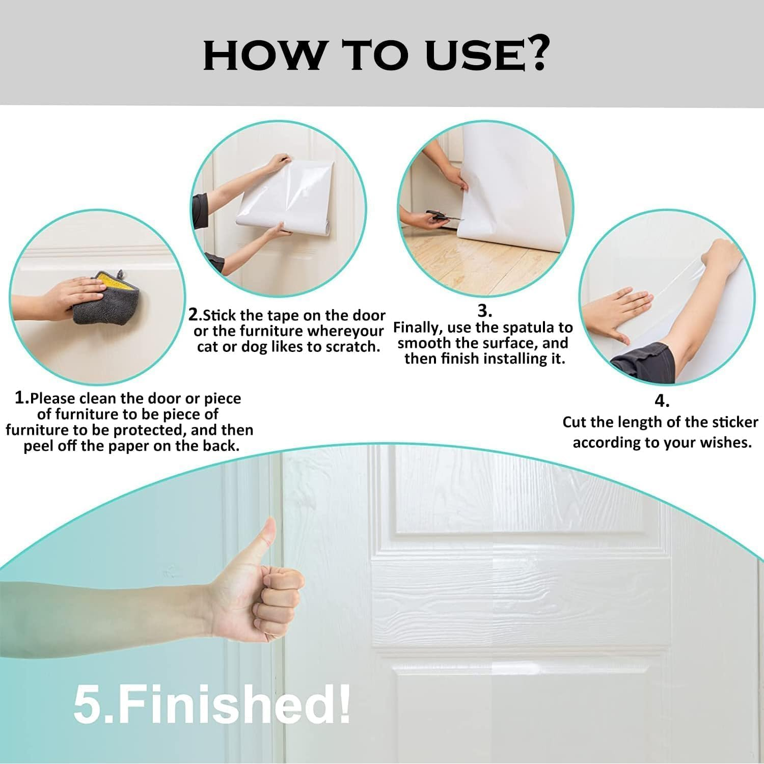 Cat Furniture Scratch Protector, Single-Sided Sticky Coat Protector for Cats, Flexible Corner Protection under Kittens, Scratch Protection (120 X 12.4 Inches) image number 6