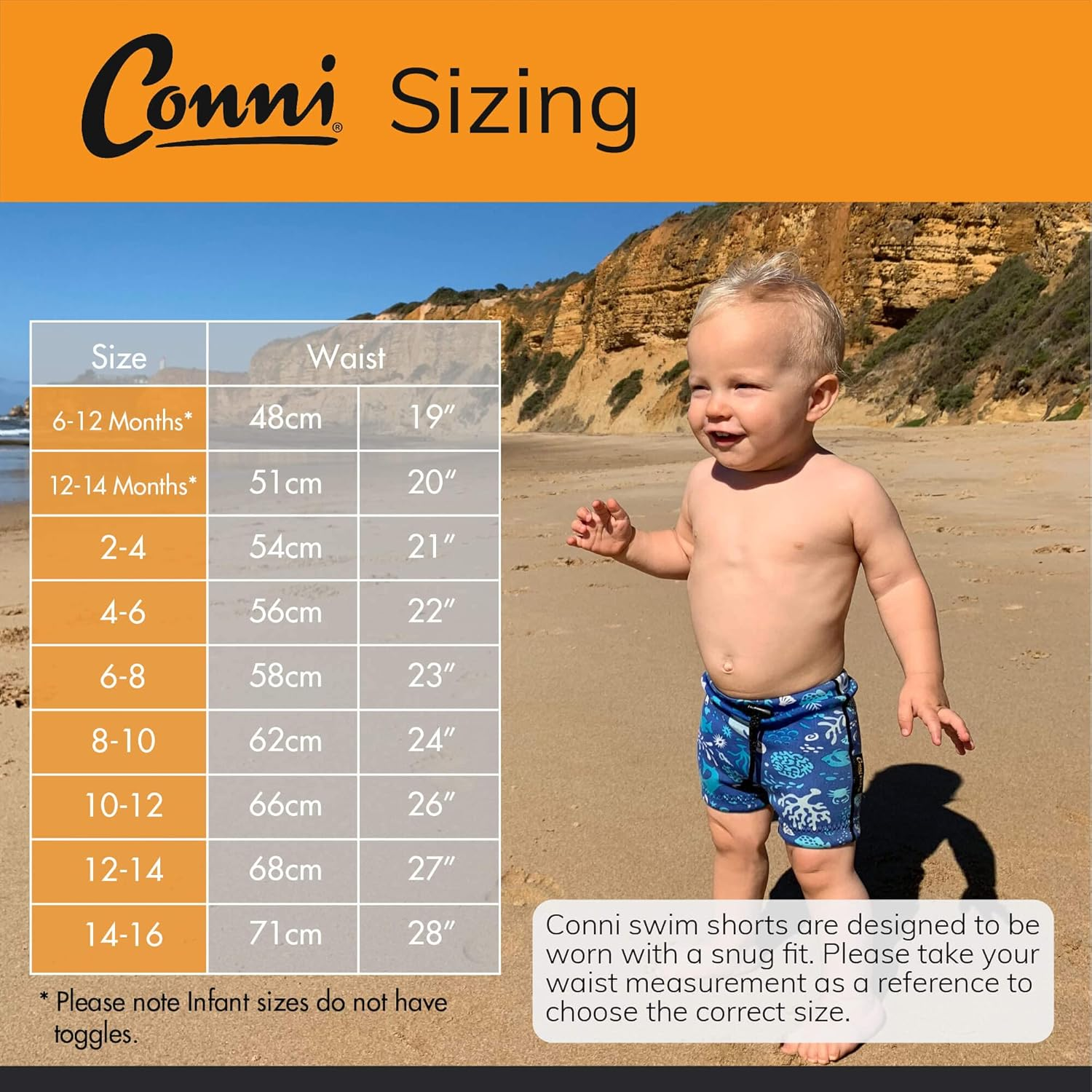 Conni Kids Containment Swim Short Washable Swim Diaper for Incontinence and Potty Training, Ocean Blue, Size 4-6 image number 6