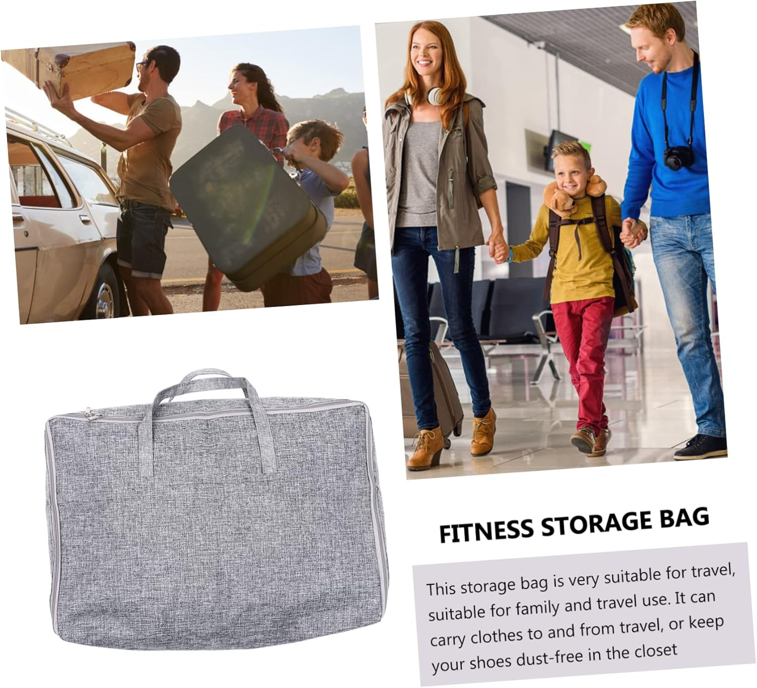 Hohopeti Laundry Bag for Travel Large Capacity Cotton Storage Bag Zipper for Toiletries Luggage and Fitness Gear image number 5