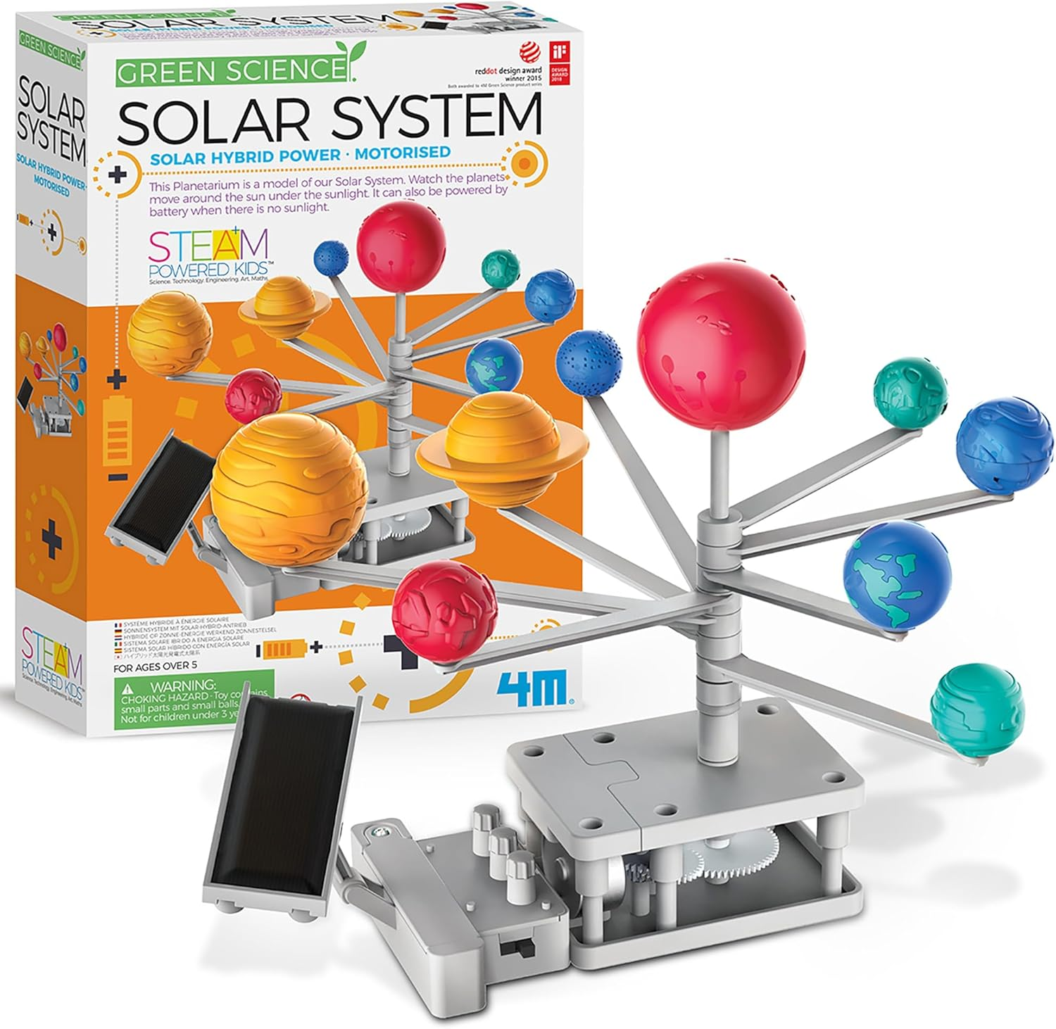 4M Green Science Solar System Toy, Build a Solar System Model, Rotating Planetarium, Solar Hybrid Power, Learn Key Physics Principles image number 4