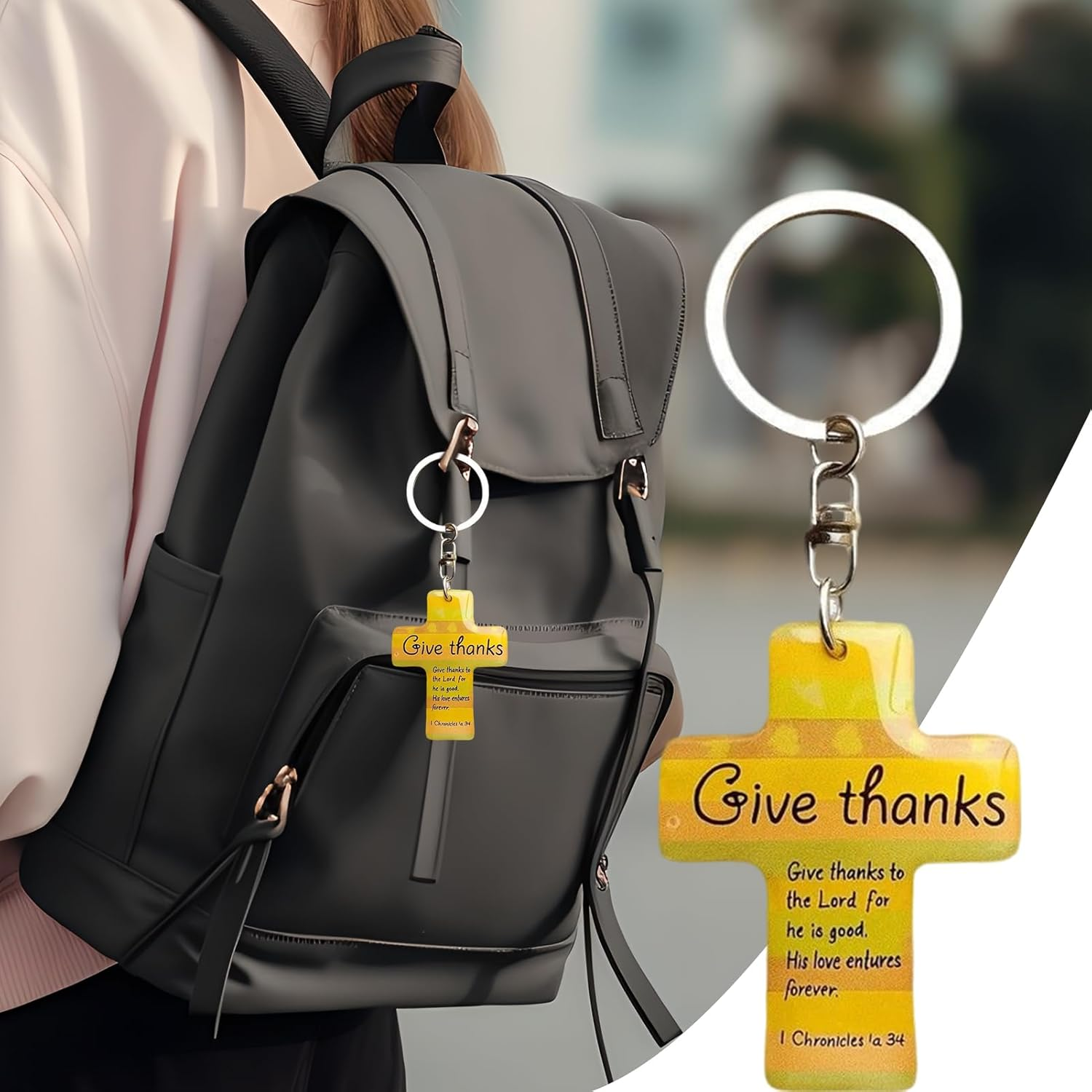 Religious Purse Pendant Wooden Jesus Pendant Bible Verse Inspirational Pocket Pendant for Women Men Prayer Baptism Birthday Easter Christmas Thank You image number 6