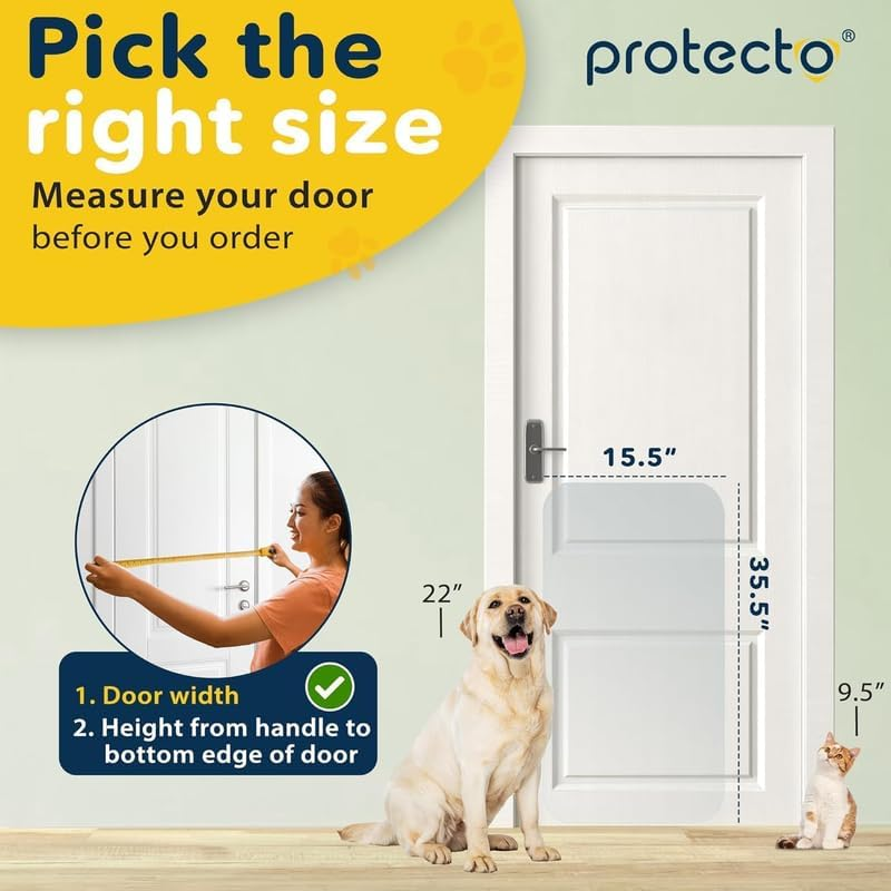 PROTECTO&reg; Door Protector from Dog Scratching - 35.5 X 15.5 Anti-Scratch Guard for Furniture Window Wall - Clear Claw Shield & Heavy Duty Cat Scratching Deterrent &ndash; Ultra Durable Scratch Pad for Cats image number 4