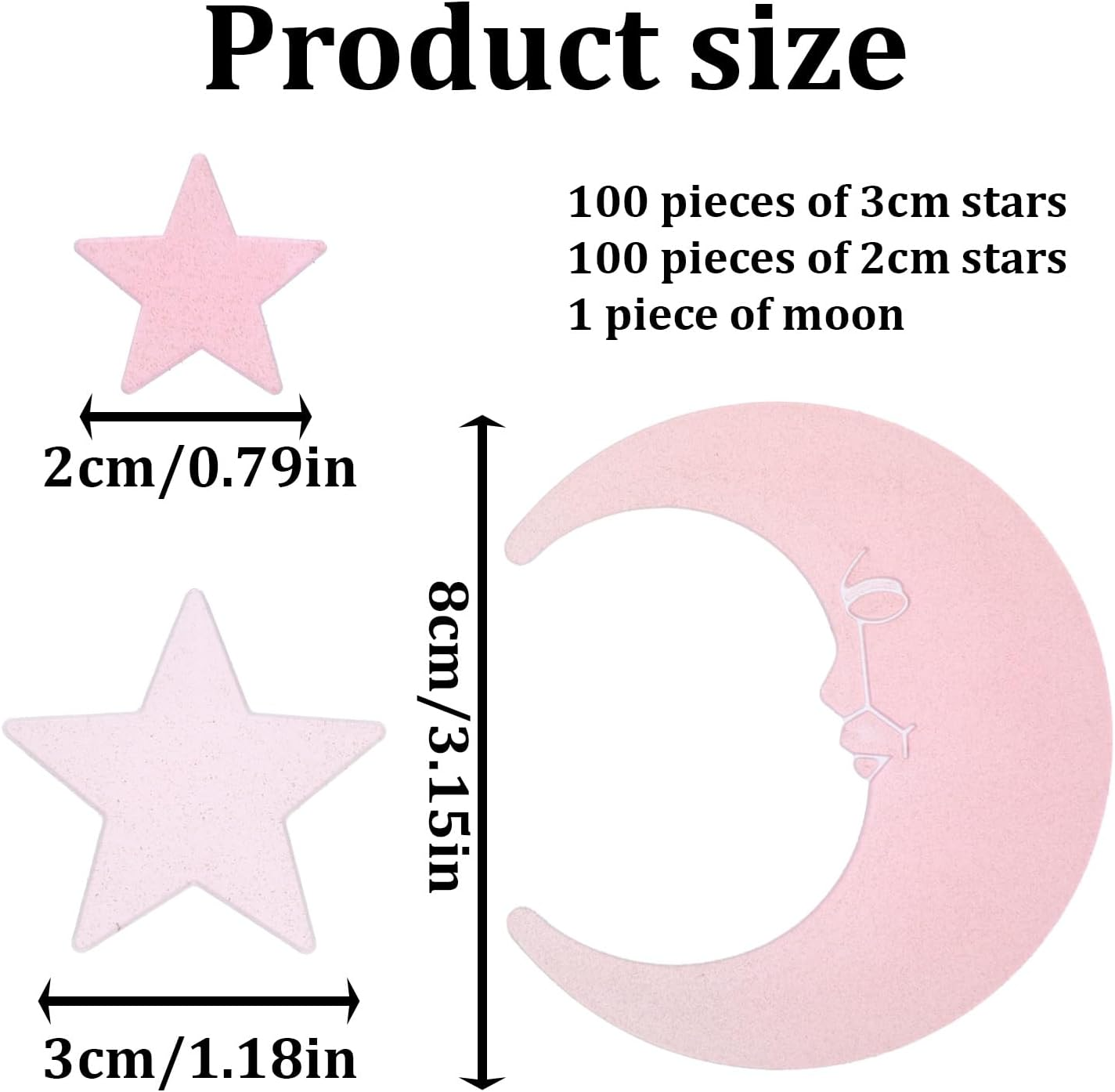 Pack of 200 3D Luminous Stars Ceiling Lights Stars Moon Luminous Stars Plastic Stars Luminous for Bedroom Ceiling Starry Sky Decoration (Pink) image number 6