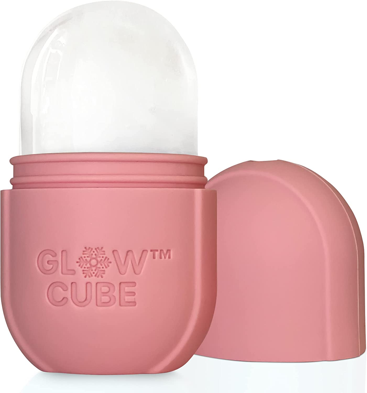 Glow Cube Ice Roller for Face Eyes and Neck to Brighten Skin & Enhance Your Natural Glow/Reusable Facial Treatment to Tighten & Tone Skin & De-Puff the Eye Area (Pastel Pink) image number 1