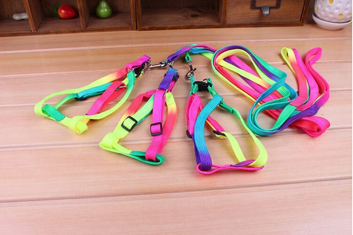 Pet Bird Harness and Leash with Buckle Adorable Rainbow Design Safe Parrot Leash Pet Harness Outdoor Adjustable anti Bite Training Rope for Macaw Large Size Bird (Color, 1.0 * 120CM) image number 2