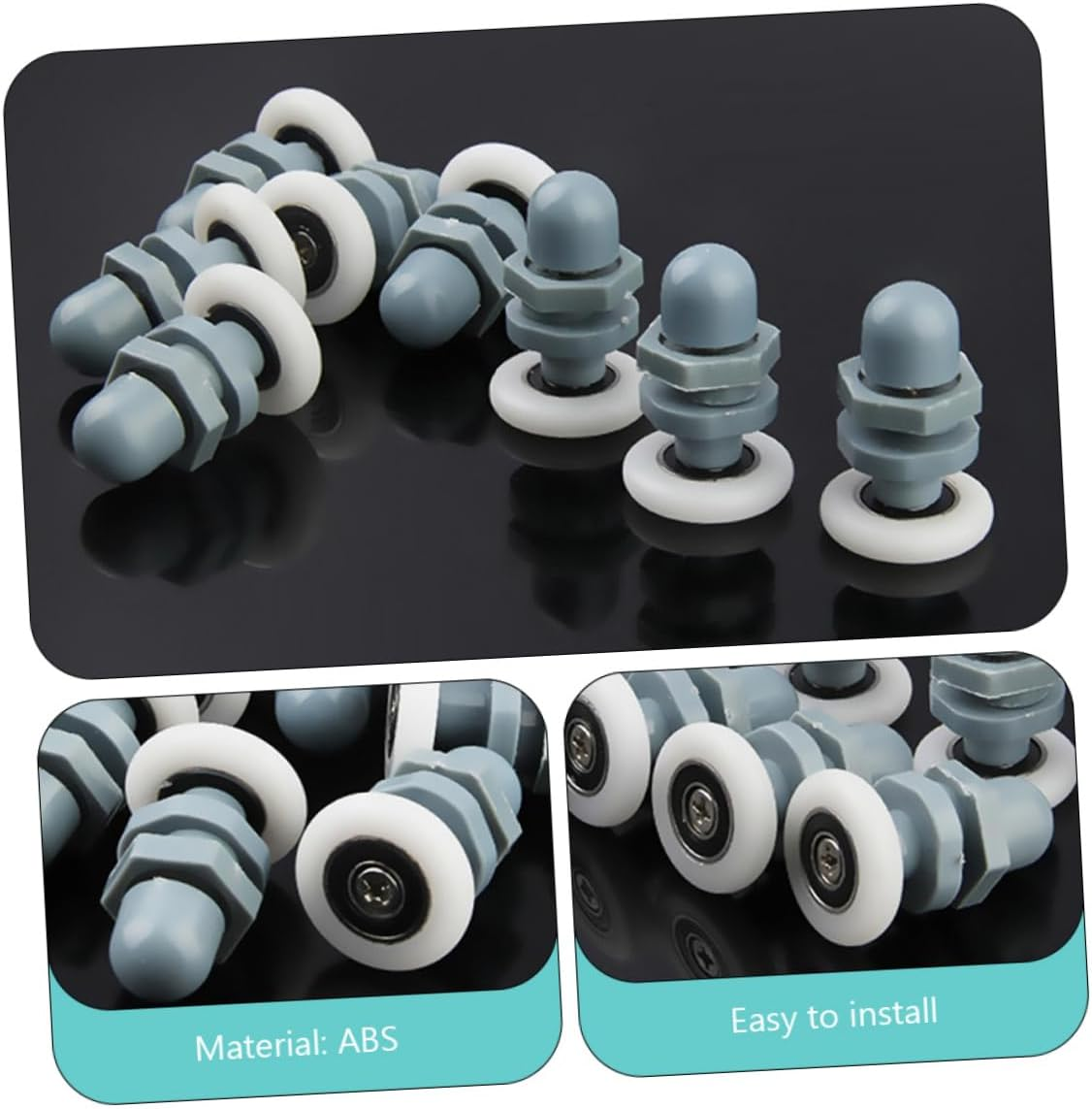 WHAMVOX 25Mm Arc Glass Shower Door Sliding Roller Wheels 12Pcs Sturdy Door Pulley System for Easy Installation in Bathrooms image number 4