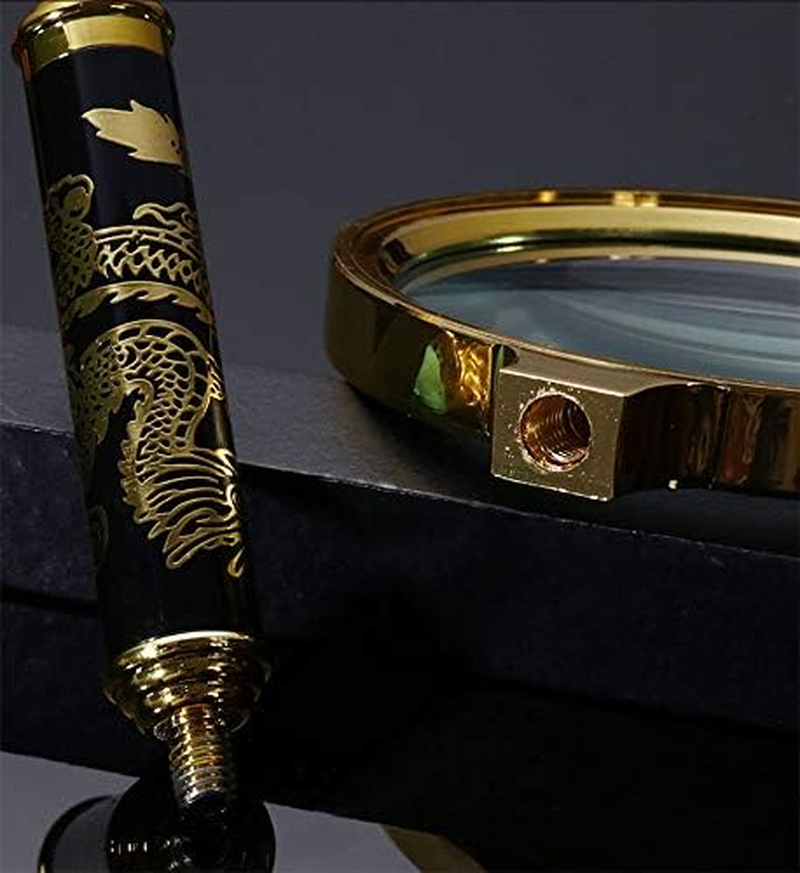 Magnifying Glass 6X + 8X Magnification Magnifier Handheld Magnifier for Science, Reading Book, Inspection. (6X Gold) - Gold image number 3