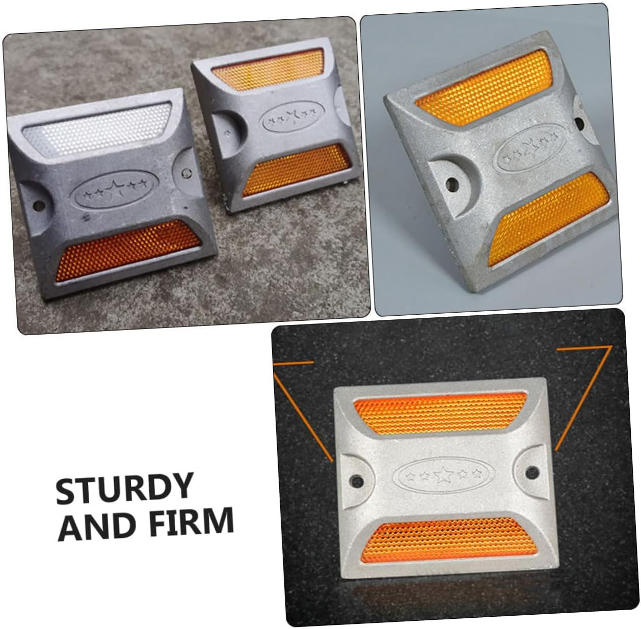 SEWOART 4Pcs Road Reflectors Reflective Sign Reflective Markers Reflective Driveway Markers Pavement Reflective Marker Pavement Markers Night Visibility Markers Road Markers Aluminum image number 6