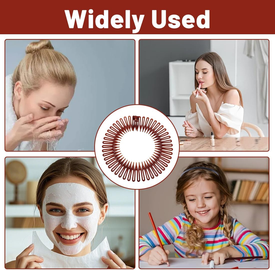 JRYXDS Fully Circular Stretch 5 Pieces Comb Flexible Plastic Hair Comb Circle Hair Band Holder Headband Hair Comb image number 1