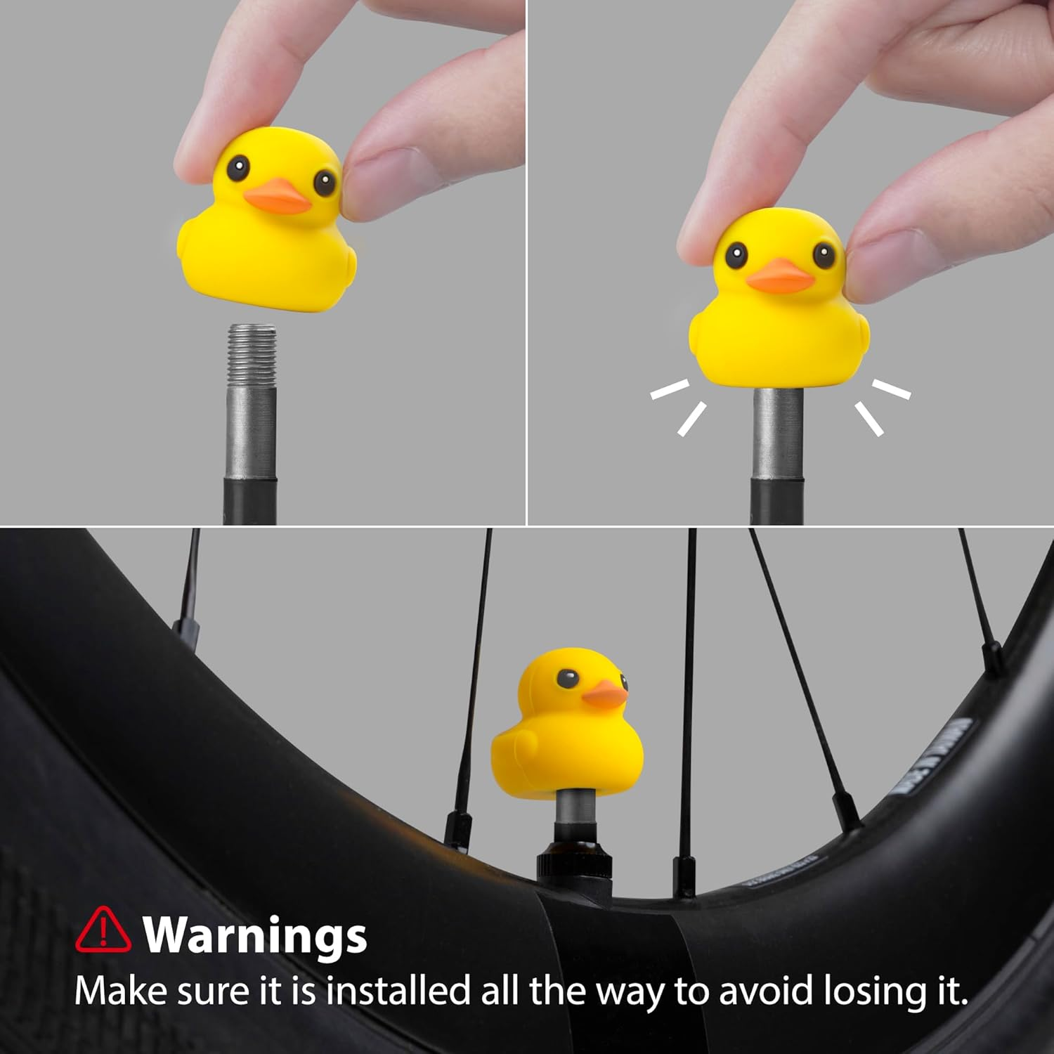 Bone Tire Character Valve Stem Cap, Silicone Washable Tire Valve Caps, Corrosion Resistant, Universal Stem Covers for Bikes, Cars, Trucks, Motorcycles, and Suvs 2Pcs Maru Penguin - Patti Duck (2Pcs) image number 6