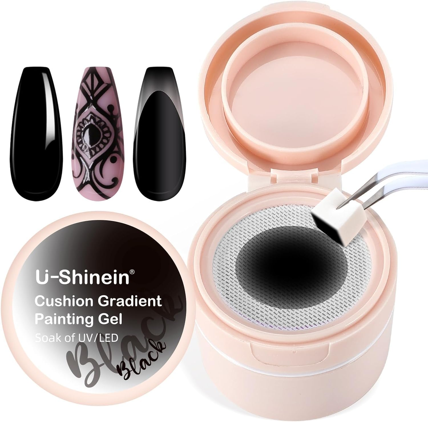 U-Shinein Cushion Gradient Painting Gel, Ombre Nails Aura Nails Full Coverage Precise Control of Each Strokelong Lasting French Manicure Soak off UV LED DIY Nail Art,White