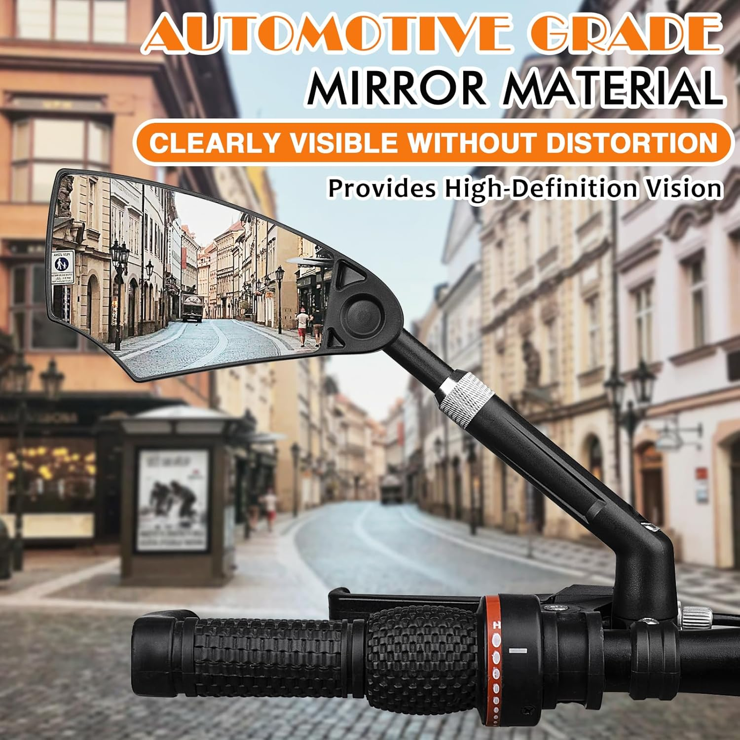 Retractable Bike Handlebar Rear View Mirrors 2 Pack - 360 &deg; Adjustable Flat Rotation Anti-Glare Glass Lens Bicycle Rearview Mirror, for the Bicycle Ebike Scooter 21-24Mm Handlebar image number 5