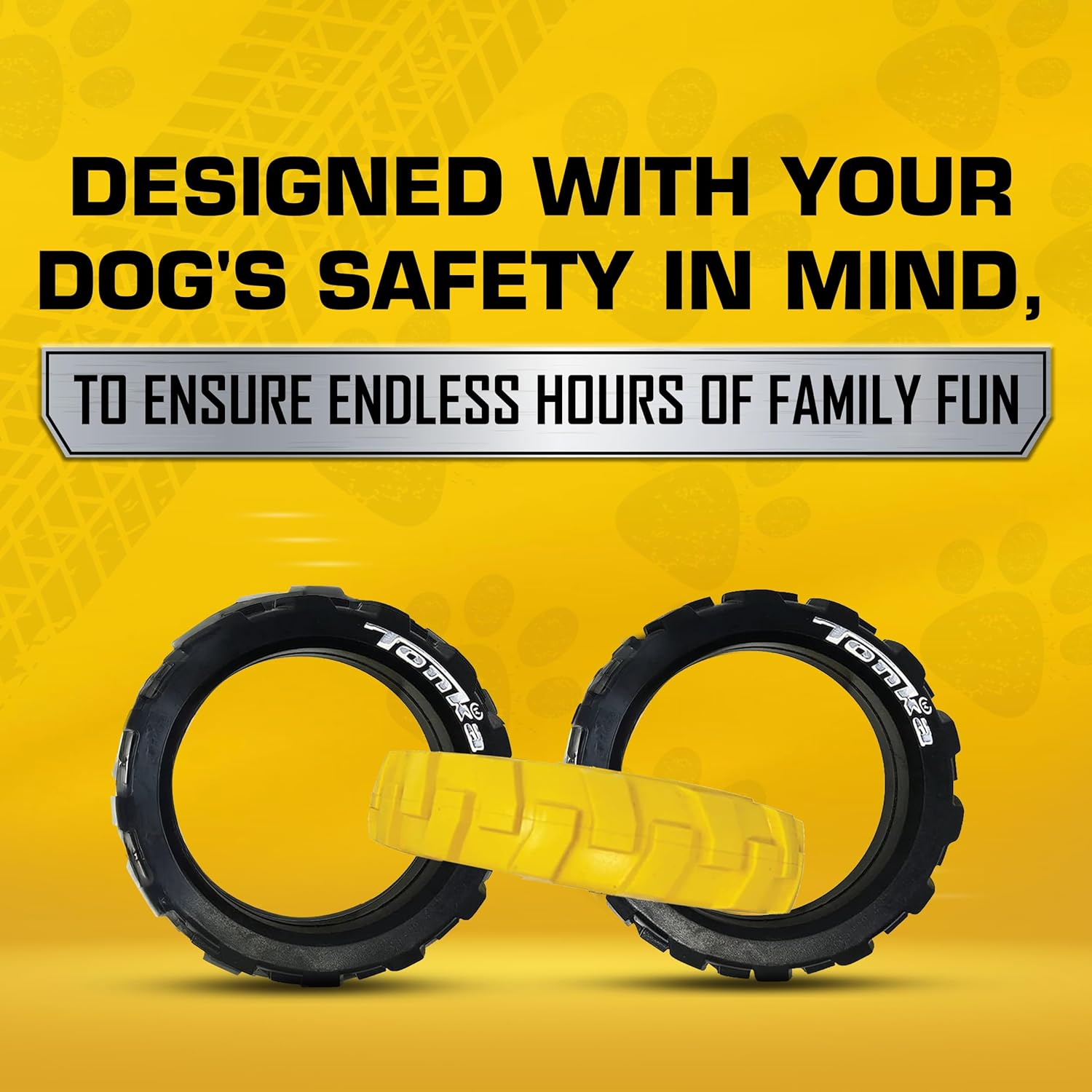 Tonka Rubber 3-Ring Tug Dog Toy, Lightweight, Durable and Water Resistant, 10.5 Inches, for Medium/Large Breeds, Single Unit, Yellow/Black image number 1