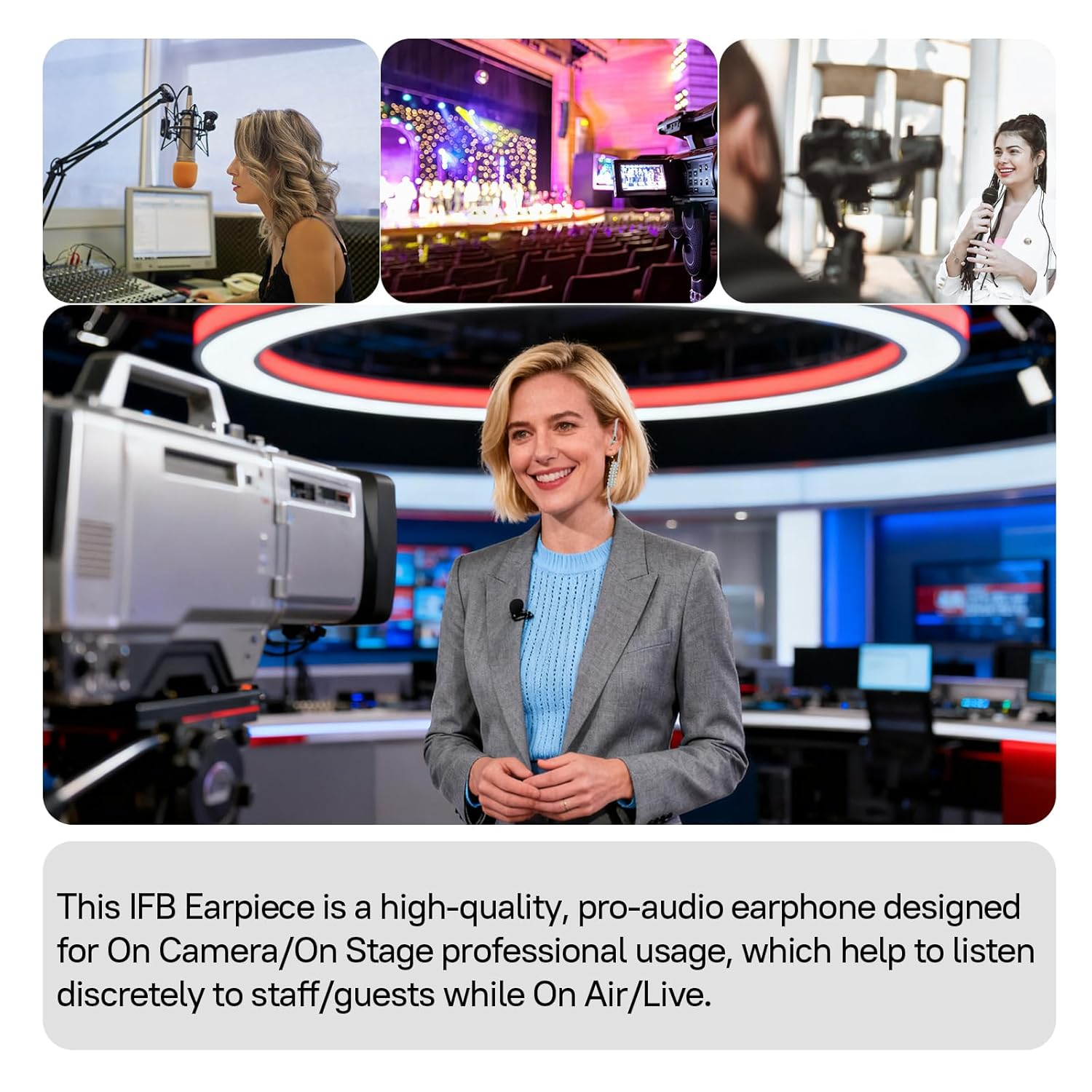 Pdflie 3.5Mm IFB Kit Earpiece Broadcast Communication Headset Anchor Broadcaster In-Ear Professional Earset with 1/4" Connector for Iphone Android Telex Lecstronics Clear-Com Comrex (Flesh Skin)