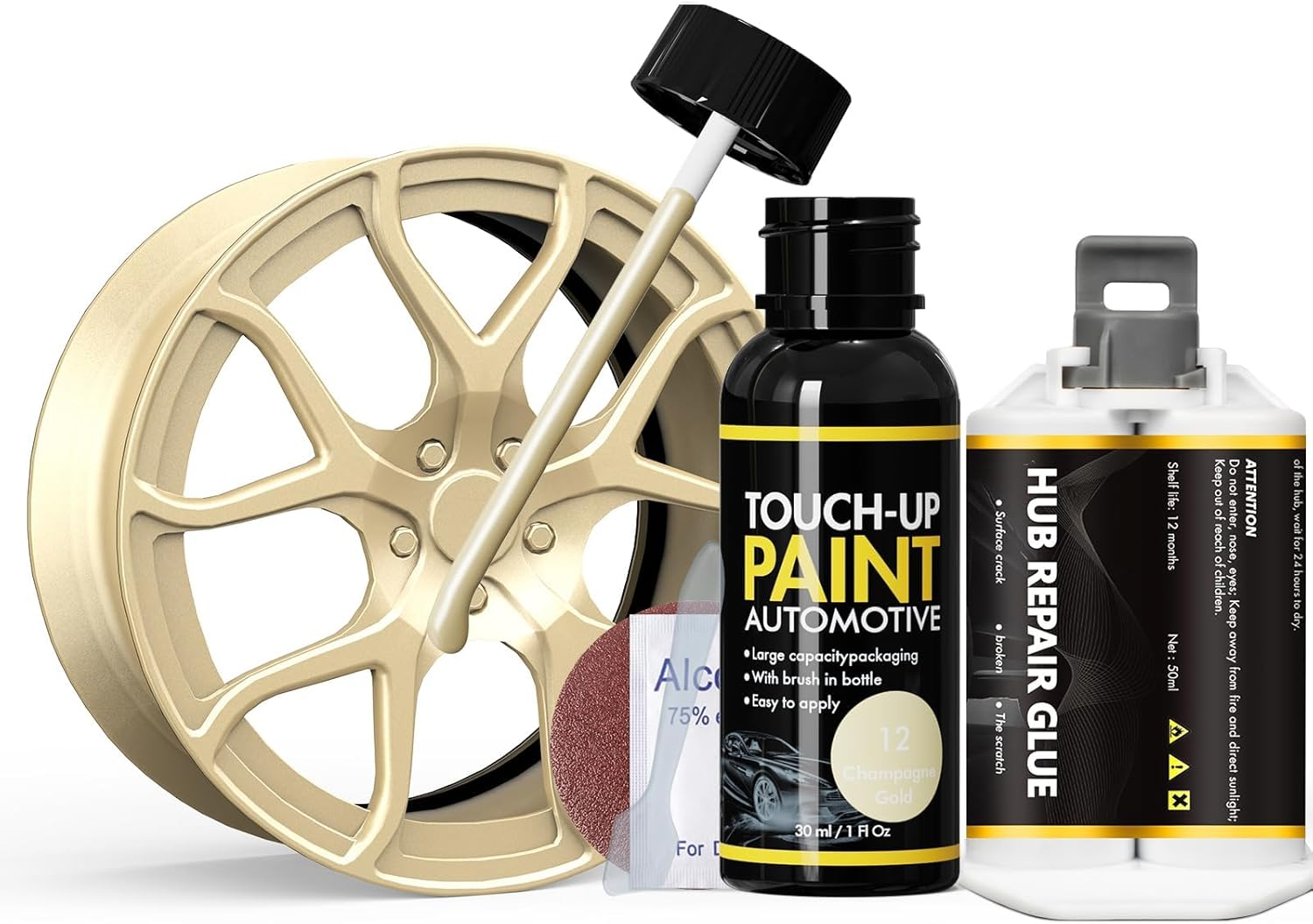 Matte Black Rim Touch up Paint, Rim Repair Kit Curb Rash, Wheel Touch up Paint for Quickly Fix Rim Scratches, Chips, Curb Rashes and Surface Damage
