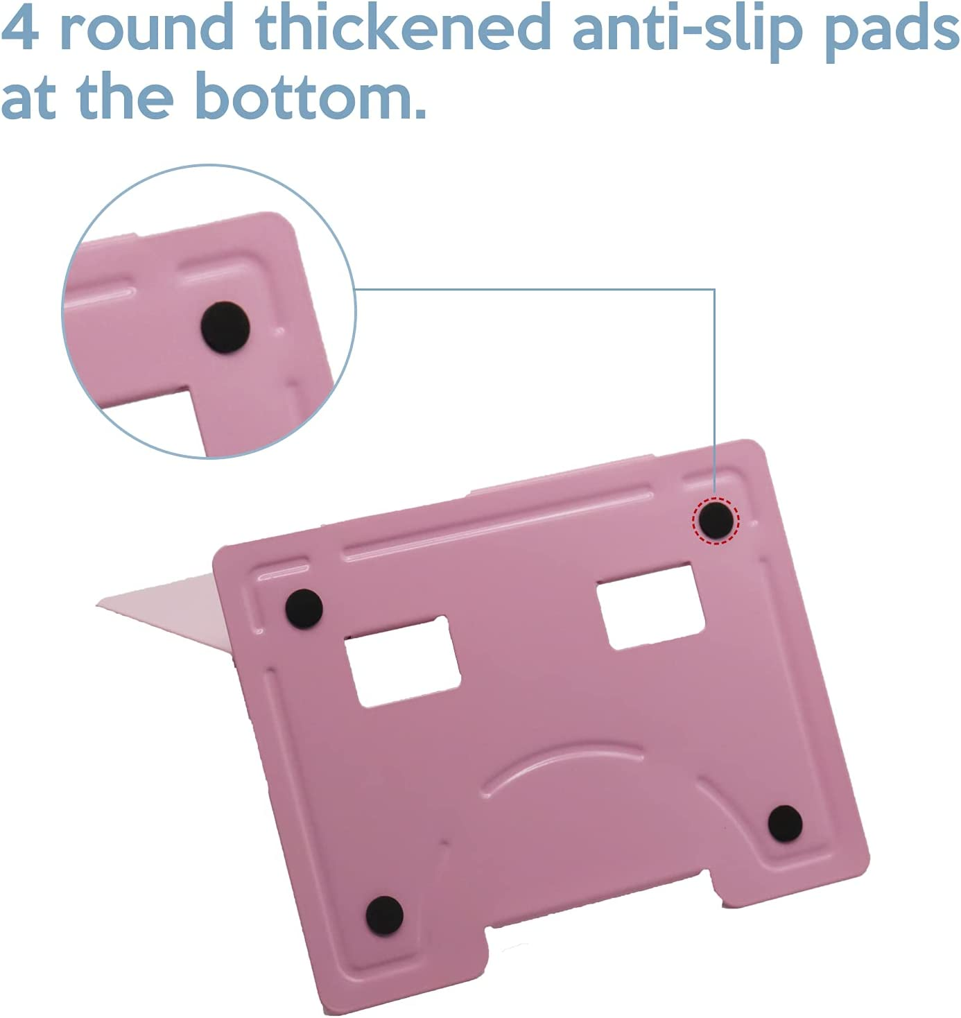 Desk Book Stand Worthplanet Metal Reading Rest Book Holder Lightweight Bookstand with 6 Adjustable Angles and Paper Page Clip for Textbook, Recipe, Magazine, Paper Tablet W160002 (Pink) image number 3