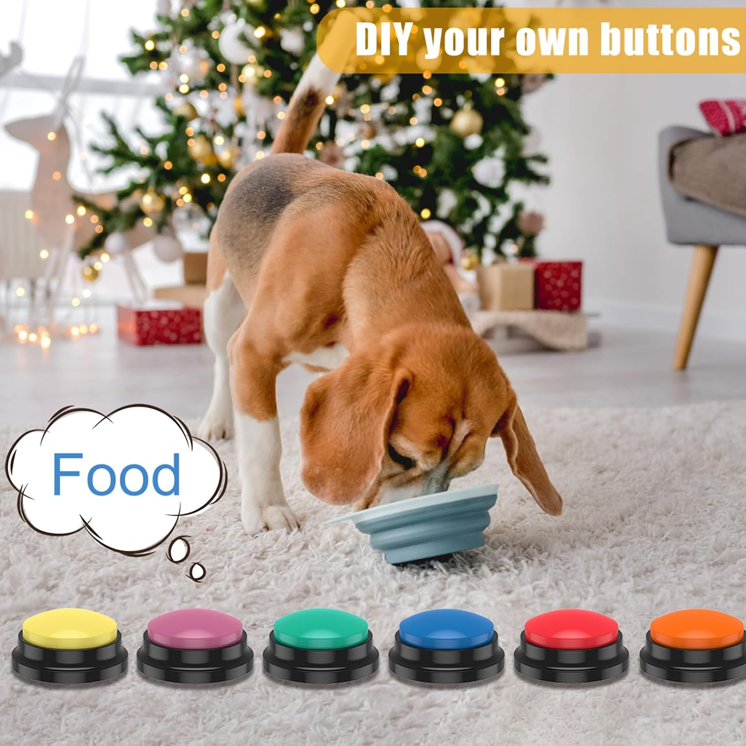 6Pcs Talking Button, 6 Color Voice Recording Button for Dog Communication, Pet Training Buzzer, 30 Second Record & Playback, Funny Study Office Home image number 1