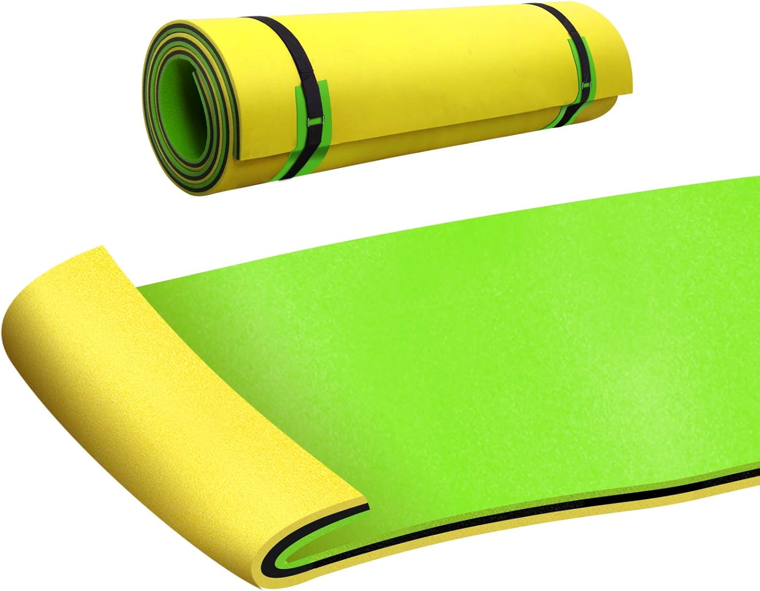 Weisshorn Floating Mat, 365 X 183 X 3.5Cm Water Float Playmat Swimming Pool Island Aqua Pad for Outdoor Pools Beach Park Hot Springs, 400Kg Capacity with Straps 3.6M Bungee Cord Orange Black Green image number 6