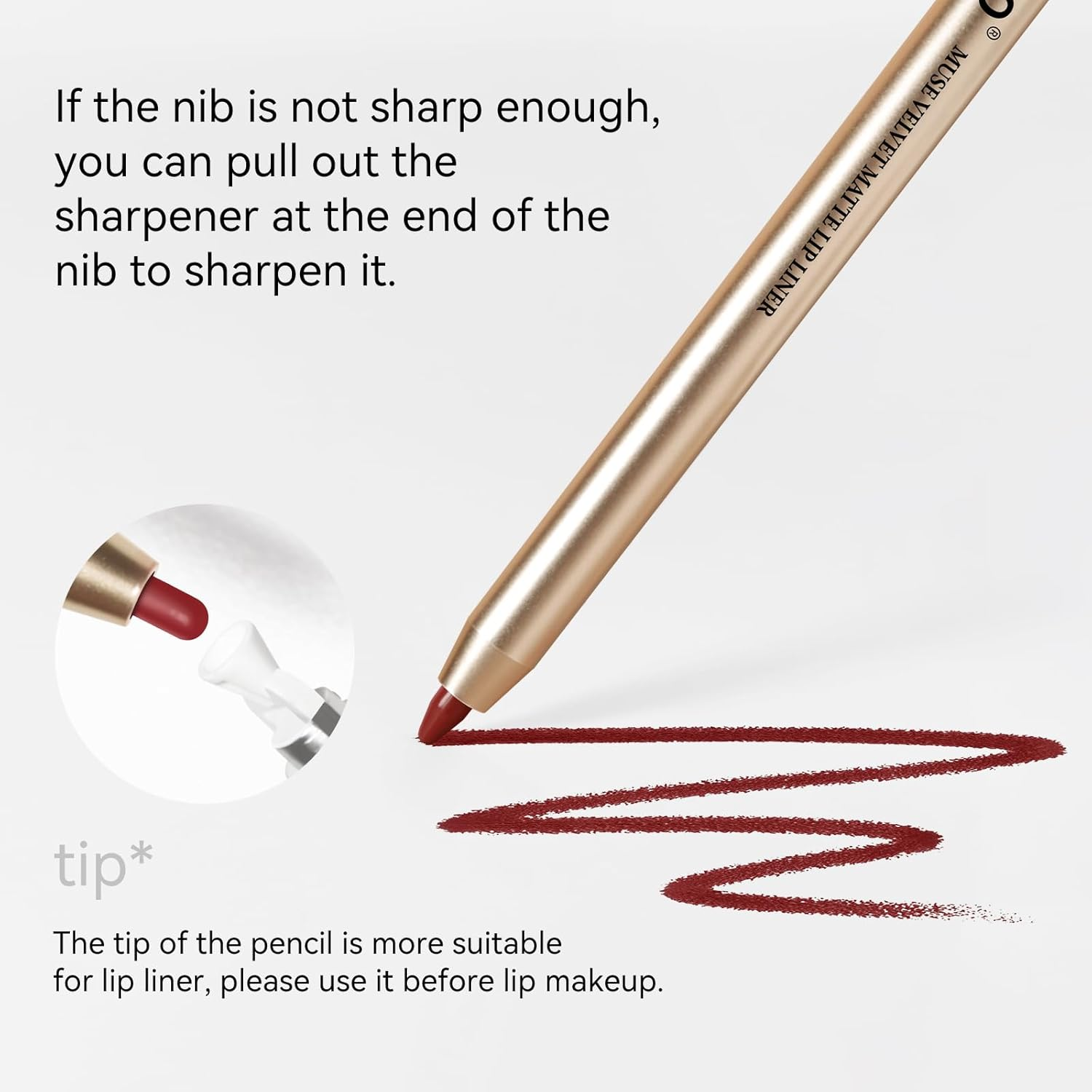 KISSIO Lip Liner,Creamy Lip Pencil,Long Lasting Lip Liner with Sharpener,Matte Finish,Smooth and Soft,Non-Dry,Easy to Use,Cruelty Free,Whisper image number 2