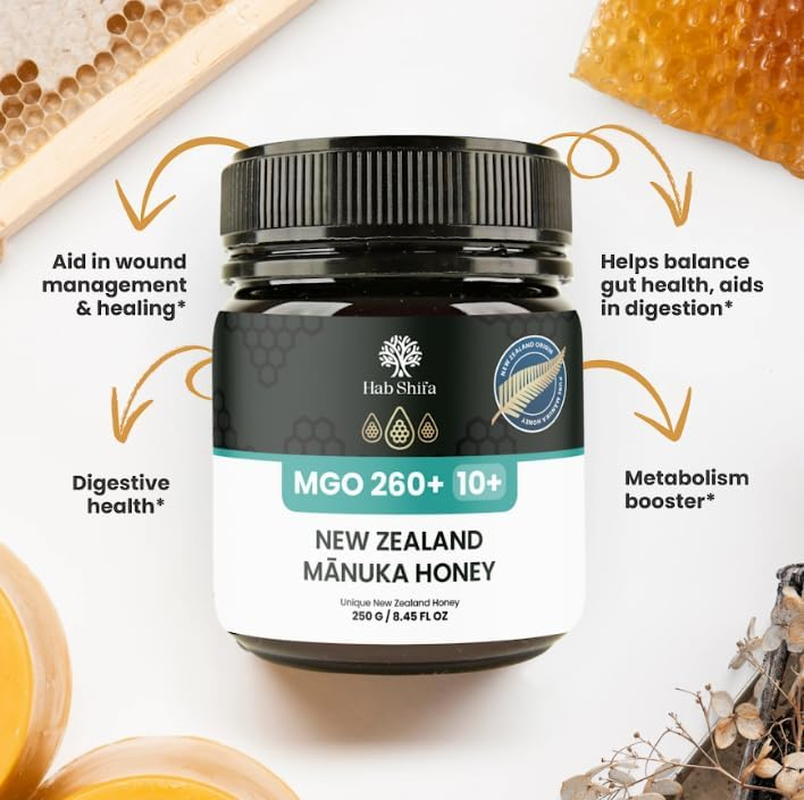 Hab Shifa - New Zealand Manuka Honey UMF 5+ MGO 100+ 250 G | Pure & Raw Honey from Native Manuka Flowers | Immune Support, Skin Care, & Soothing Relief image number 1