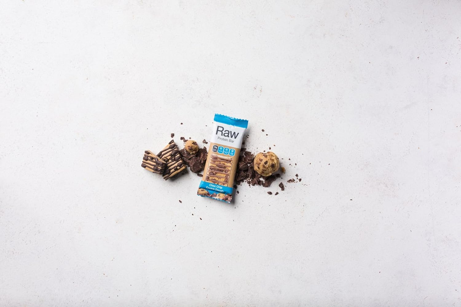 Amazonia Raw Protein Bar Choc Chip Cookie Dough &ndash; 10G Plant Protein, Vegan, Gluten-Free, Non-Gmo, Clean Ingredients List, 4G Prebiotic Dietary Fiber, Made in Australia, 40G X 10 Pack image number 2