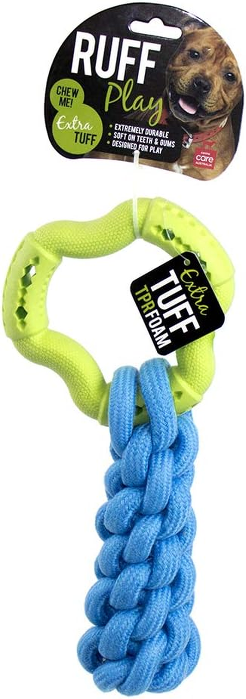 Ruff Play Extra Tuff Dental Treat Ring W/Rope Dog Toy, Orange - Dog Teething Toy, Chew Toys, Extremely Durable, for Aggressive Chewers, Aids Dogs Dental Health