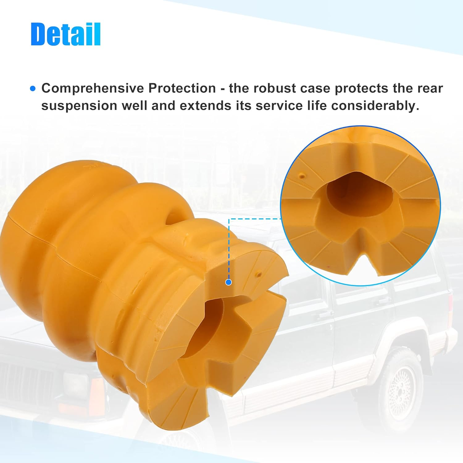 X AUTOHAUX 2Pcs 4.3 Inch Rear Suspension Bump Stop Strut Bumper Bump Stop for Kia Sorento 2002-2009 55151-3E001 Rubber Orange Rubber image number 1