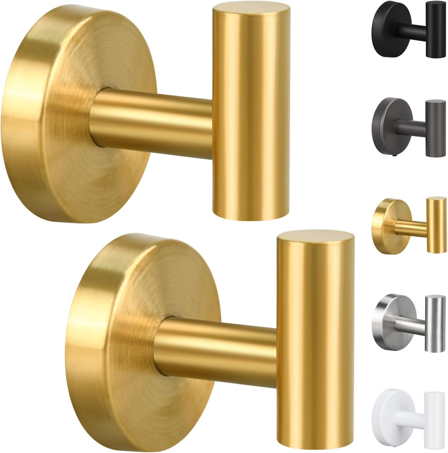 2/4/8 Pack Towel Hooks, Robe Hook, Bathroom Coat Hook Wall Mounted, SUS304 Stainless Steel Bathroom Hooks, Towel Hook for Bedroom Kitchen Hotel Office(8 Pack Matte Black)