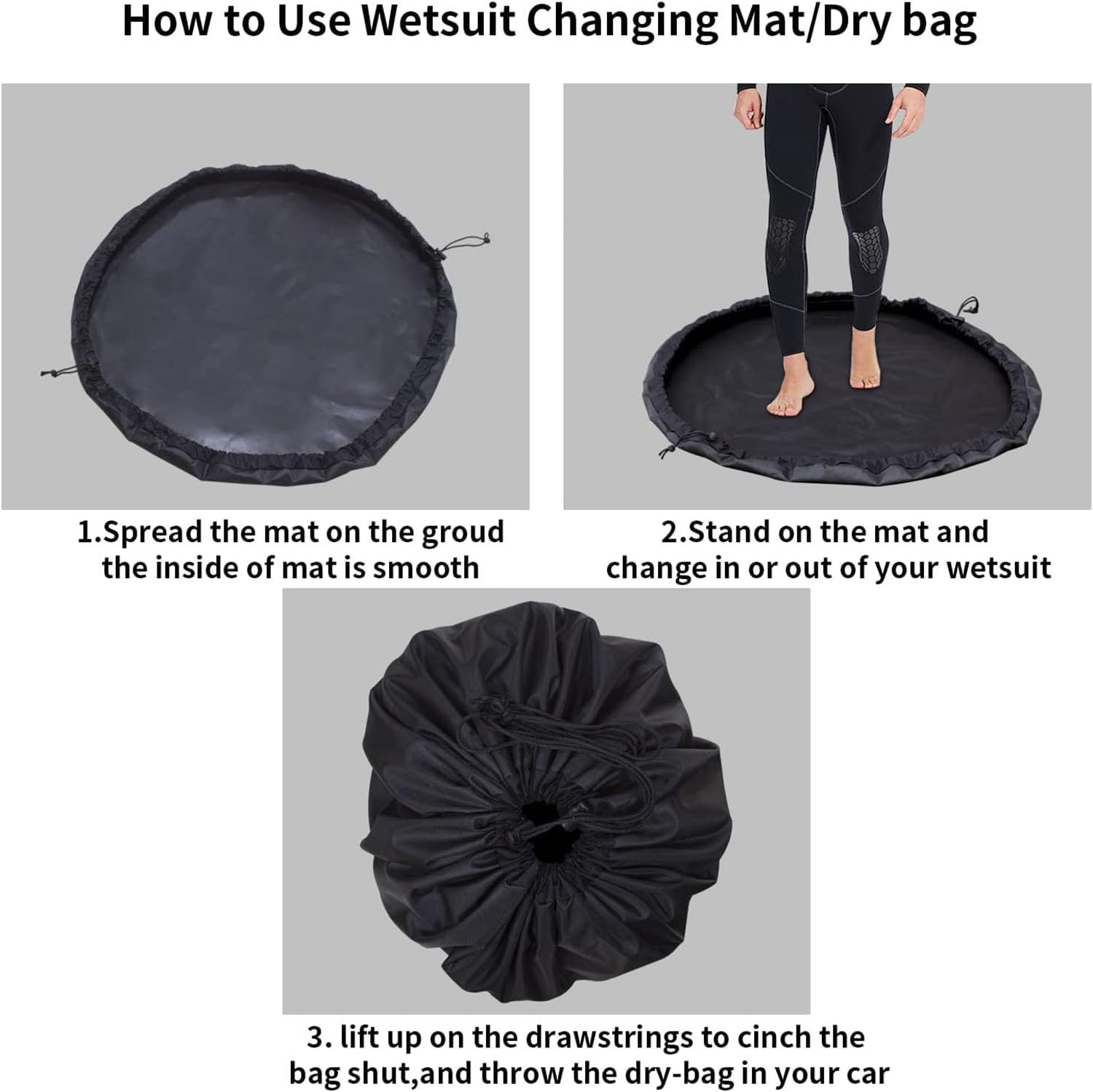 Songholee Wetsuit Changing Mat, Large Beach Wet Clothes Dry Bag, Surf Change Mats, Waterproof Wetsuit Change Mat Bag, Portable Wetsuit Bag for Storage Wet Swimwear Outdoor, Beach Accessories image number 2