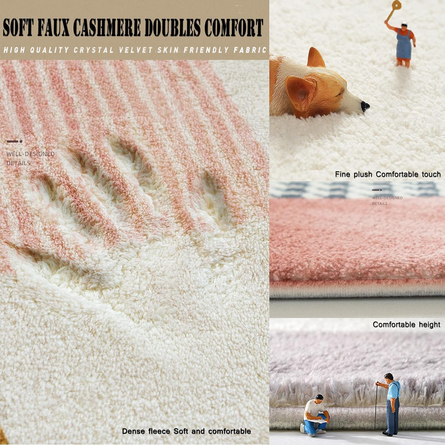 Faux Sheepskin Fur Area Rug for Children'S Bedroom Cute Cartoon Full Bedside Carpeting (Cats Park, 60 X 160 CM)