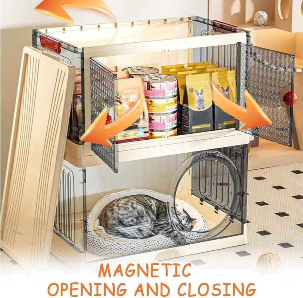 Multifunctional Cozy Cat House with Storage Cabinet, Easy Storage or Transport, Stackable and Portable, Spacious Enough, Perfect for Living Rooms, Bedrooms, Patios, Balconies, Ideal for Big Cats image number 4