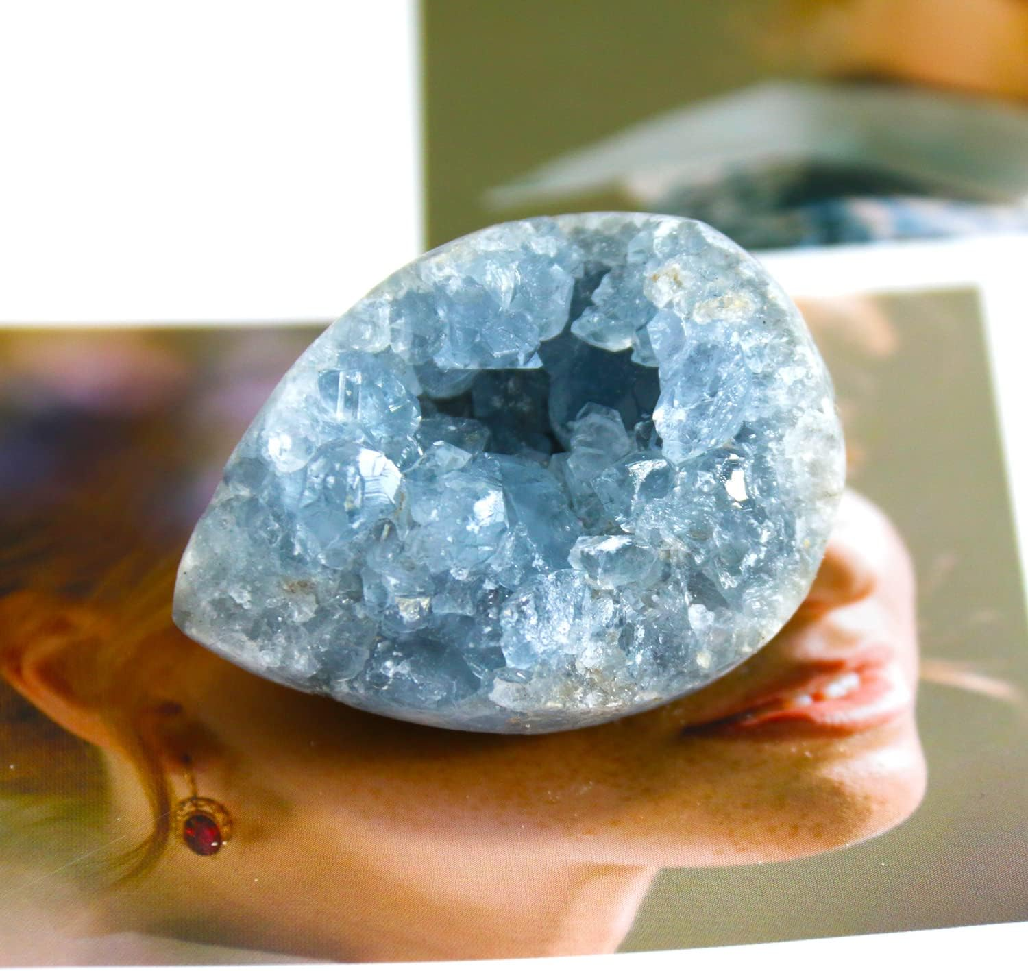 Celestite Crystals, Crystal Clusters, Raw Crystals, Angelite Crystal, Witchcraft Crystals, Blue Calcite Crystal, Blue Crystal, Witchcraft Supplies, Crystals and Healing Stones(100-150G), Crystal image number 3